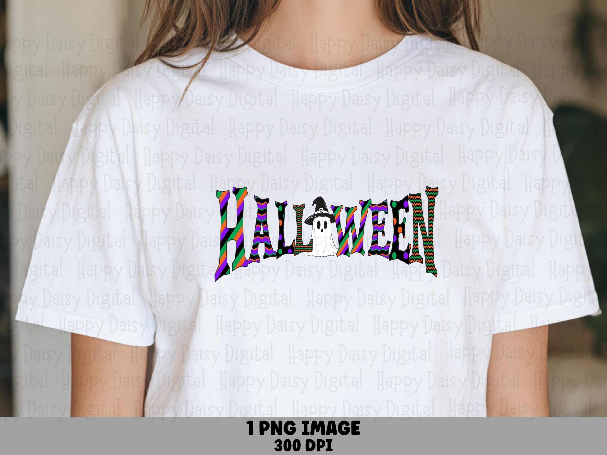 Halloween PNG Halloween Bold Text Colorful Stacked Text Sublimation Design Commercial Use POD