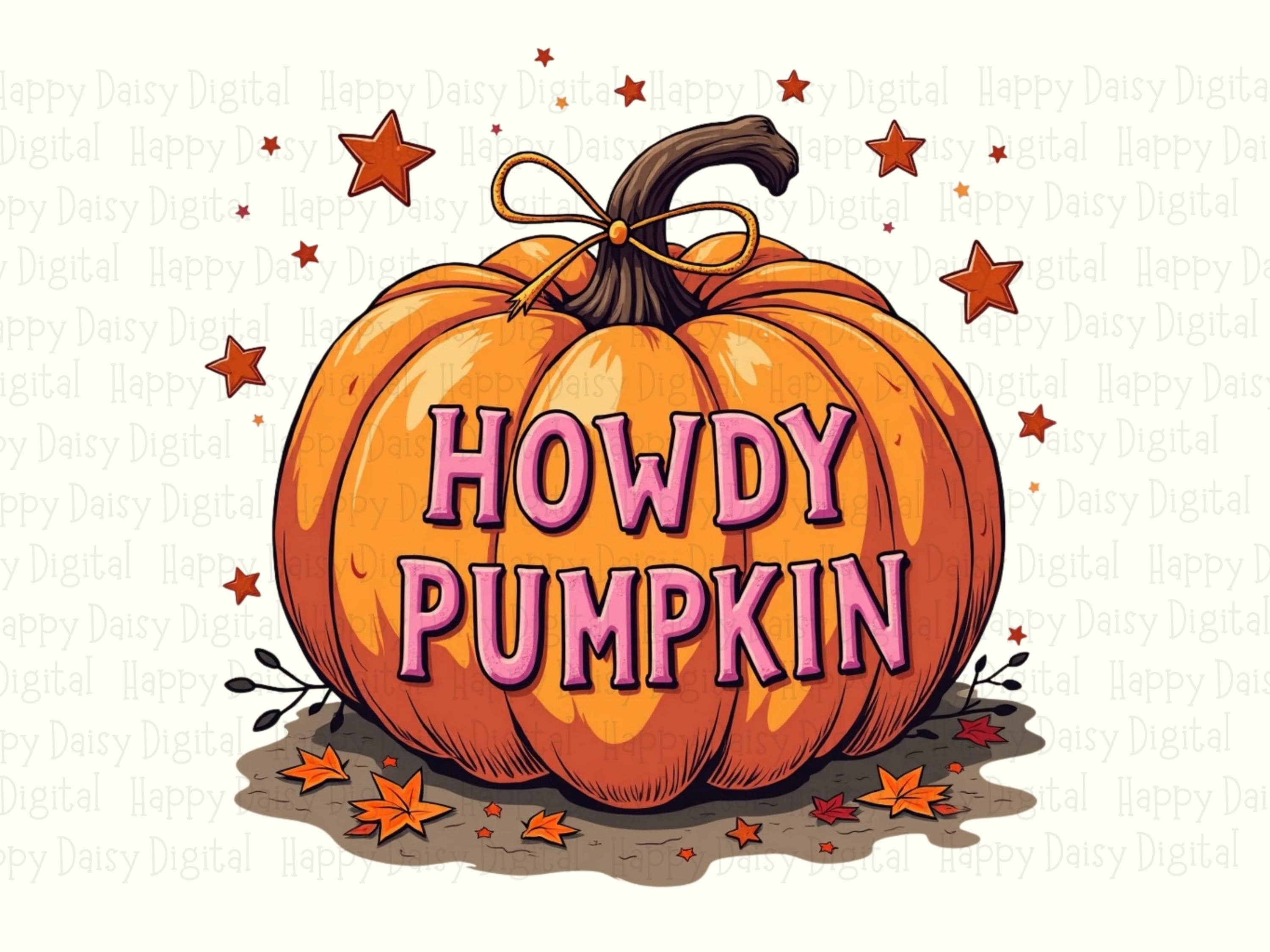 Howdy Pumpkin PNG Howdy Pumpkin Design Star Accent Design Sublimation Design Commercial Use POD - Image 2
