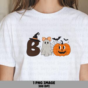 Boo PNG Boo Icon Design Bat Pumpkin Accents Sublimation Design Commercial Use POD