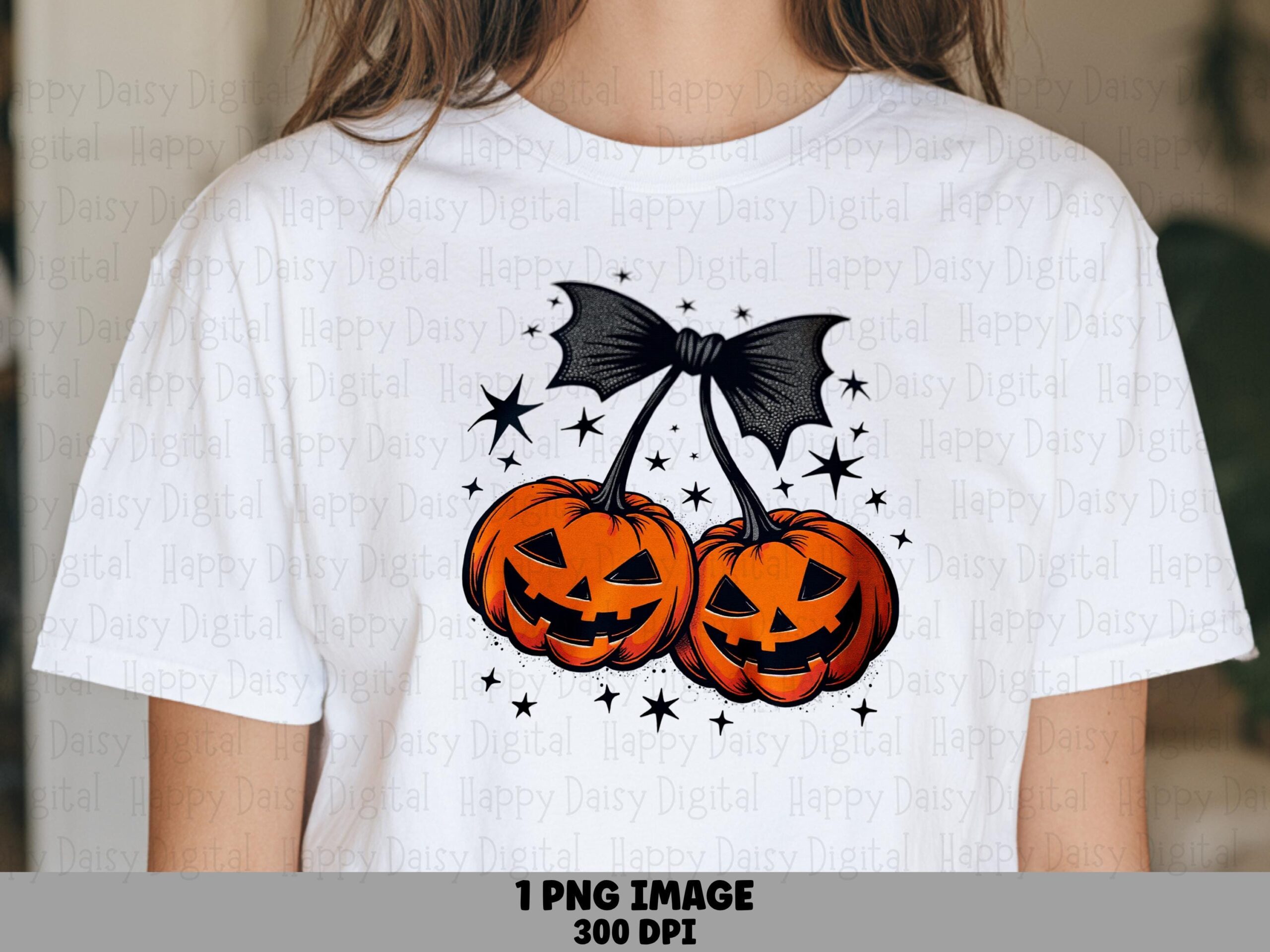 Pumpkin Duo PNG Pumpkin Duo Design Bat Bow Accent Sublimation Design Commercial Use POD