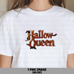 Hallow-Queen PNG Hallow-Queen Design Script Text Sublimation Design Commercial Use POD