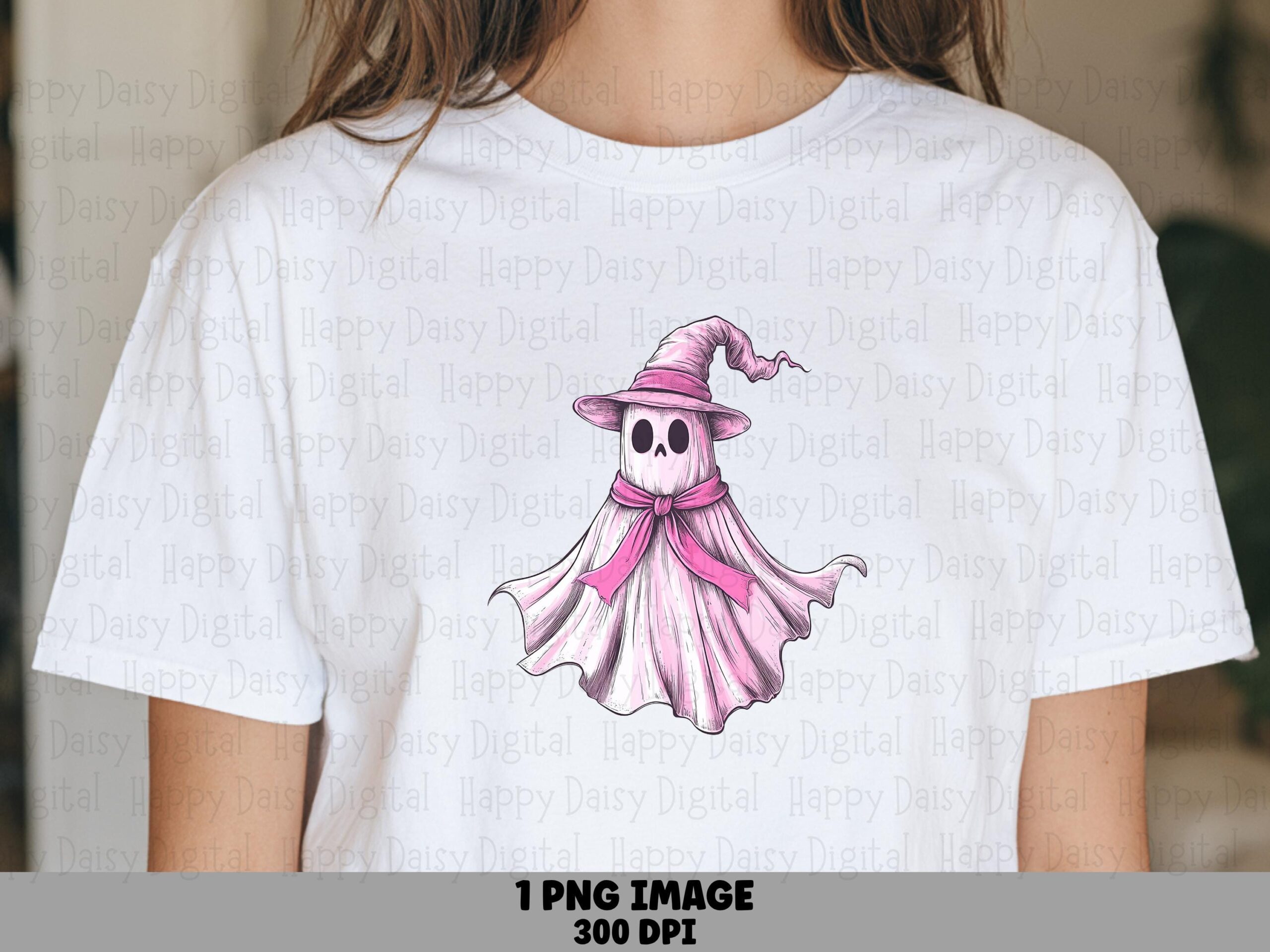 Pink Witch Ghost PNG Pink Witch Ghost Cute Character Illustration Sublimation Design Commercial Use POD
