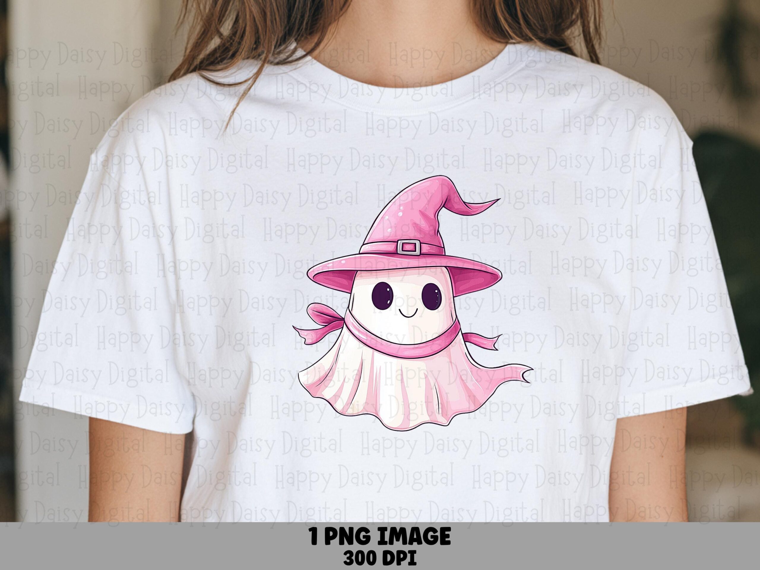 Pink Witch Ghost Character PNG Pink Witch Character Cute Ghost Illustration Sublimation Design Commercial Use POD