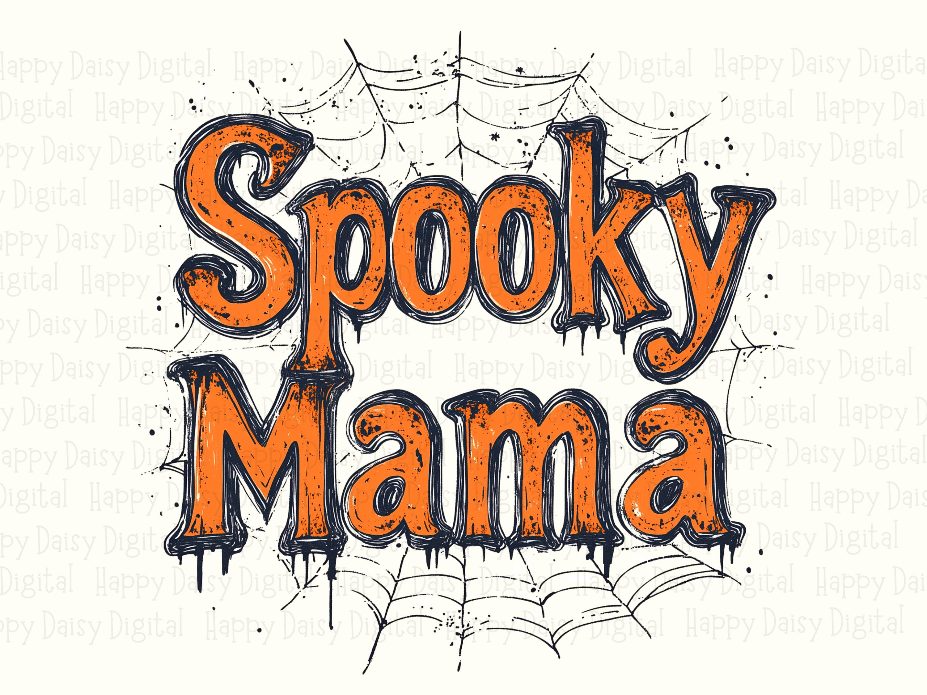 Spooky Mama PNG Spooky Mama Script Design Orange Script Text Sublimation Design Commercial Use POD - Image 2