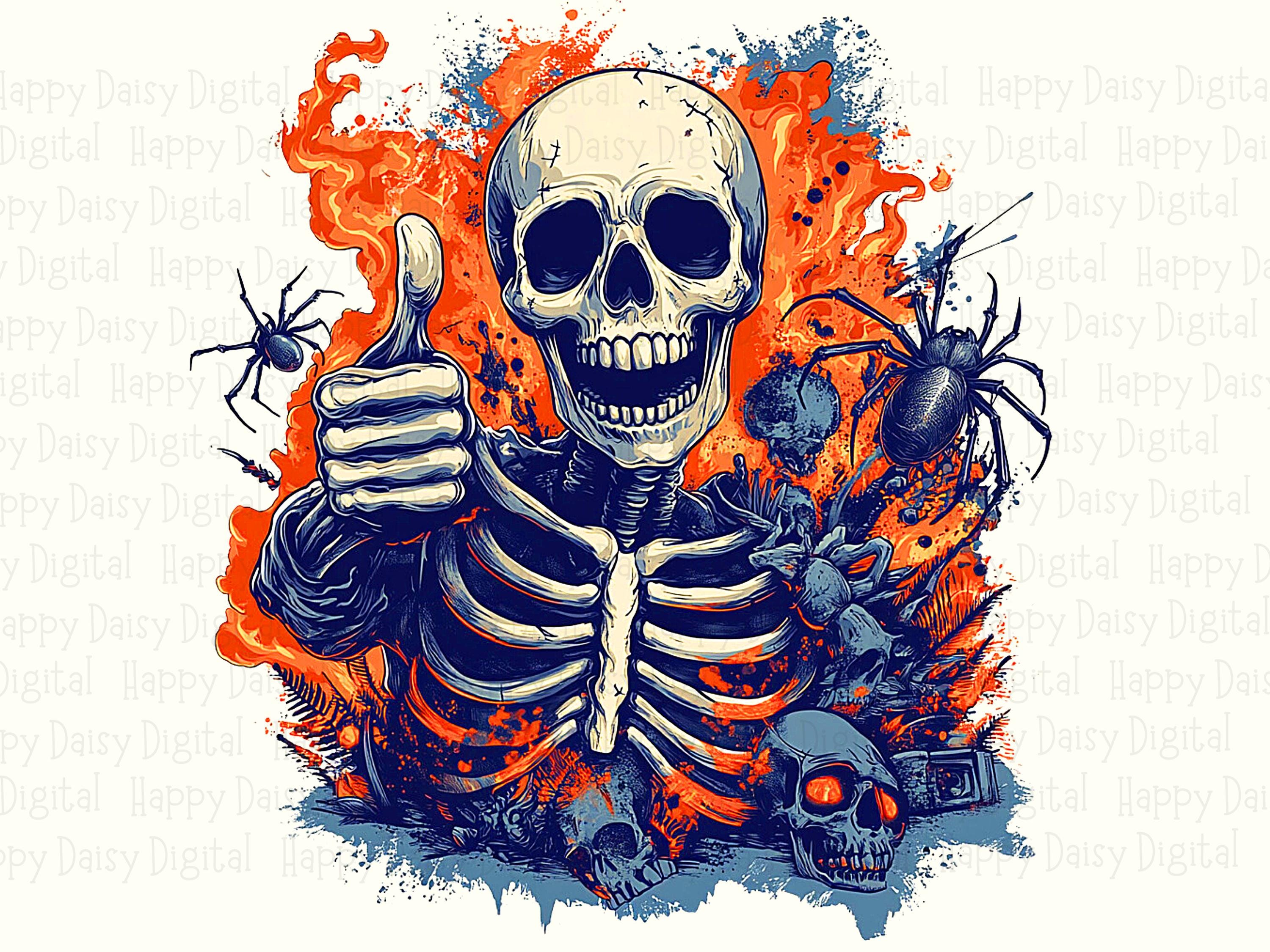 Skeleton With Fire PNG Skeleton Fire Design Flame Effect Illustration Sublimation Design Commercial Use POD - Image 2