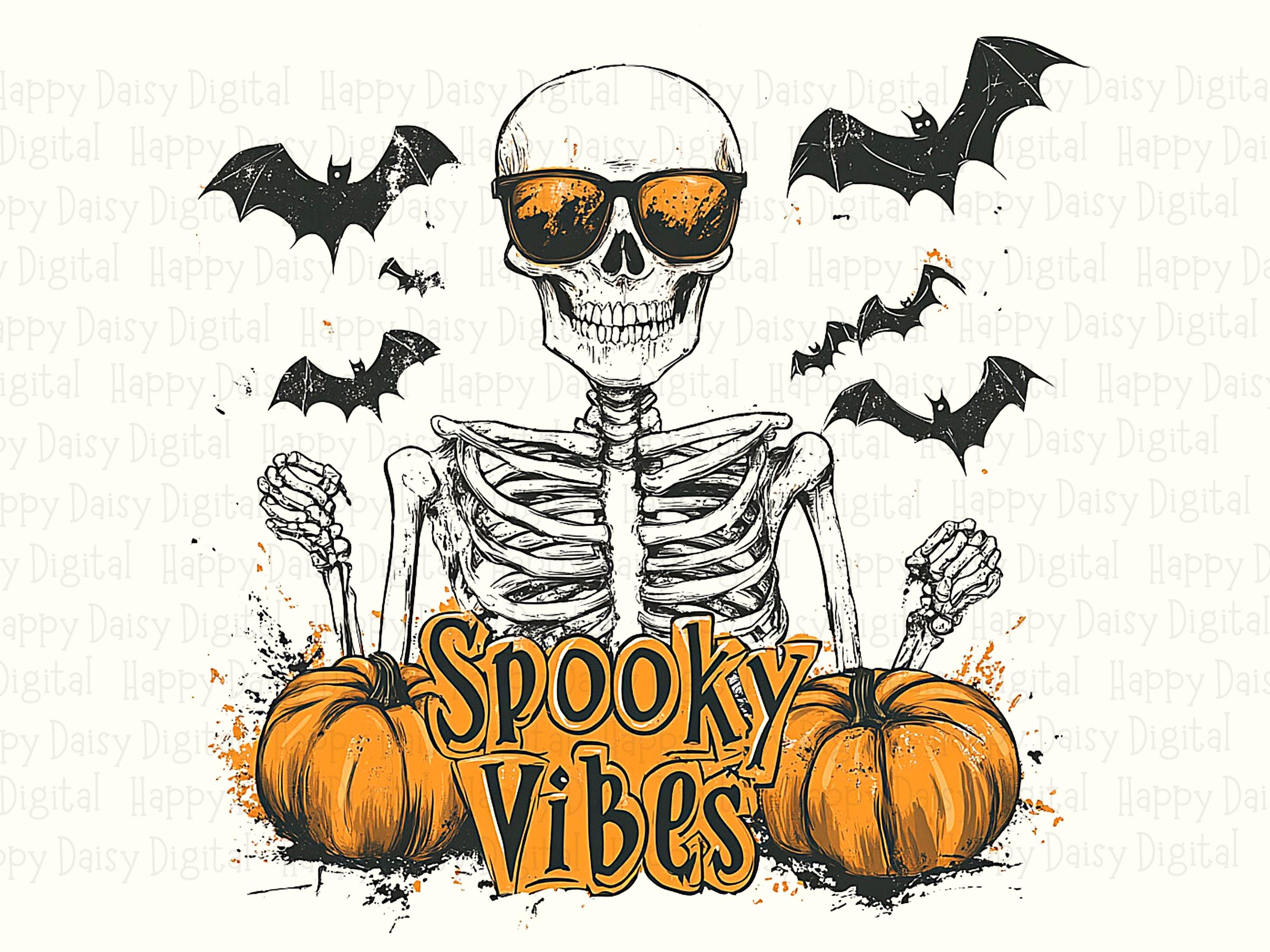 Spooky Vibes PNG Spooky Vibes Skeleton Sunglasses Skeleton Design Sublimation Design Commercial Use POD - Image 2