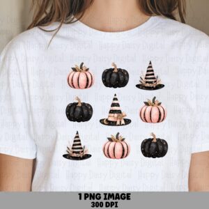 Pumpkin Witch Hat Grid PNG Pumpkin Witch Hat Grid Pattern Design Sublimation Design Commercial Use POD