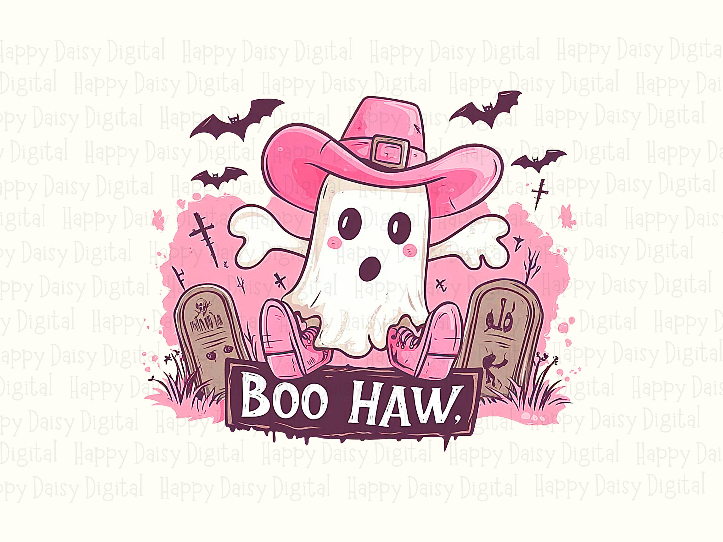 Boo Haw PNG Boo Haw Pun Design Cowboy Ghost Illustration Cricut Silhouette Canva Commercial Use POD - Image 2