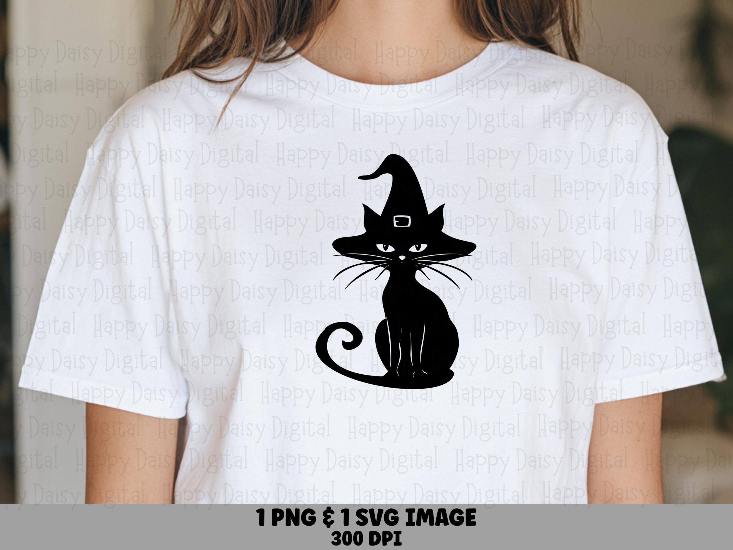 Meow SVG PNG Meow Witch Cat Cat Illustration Cricut Silhouette Canva Commercial Use POD