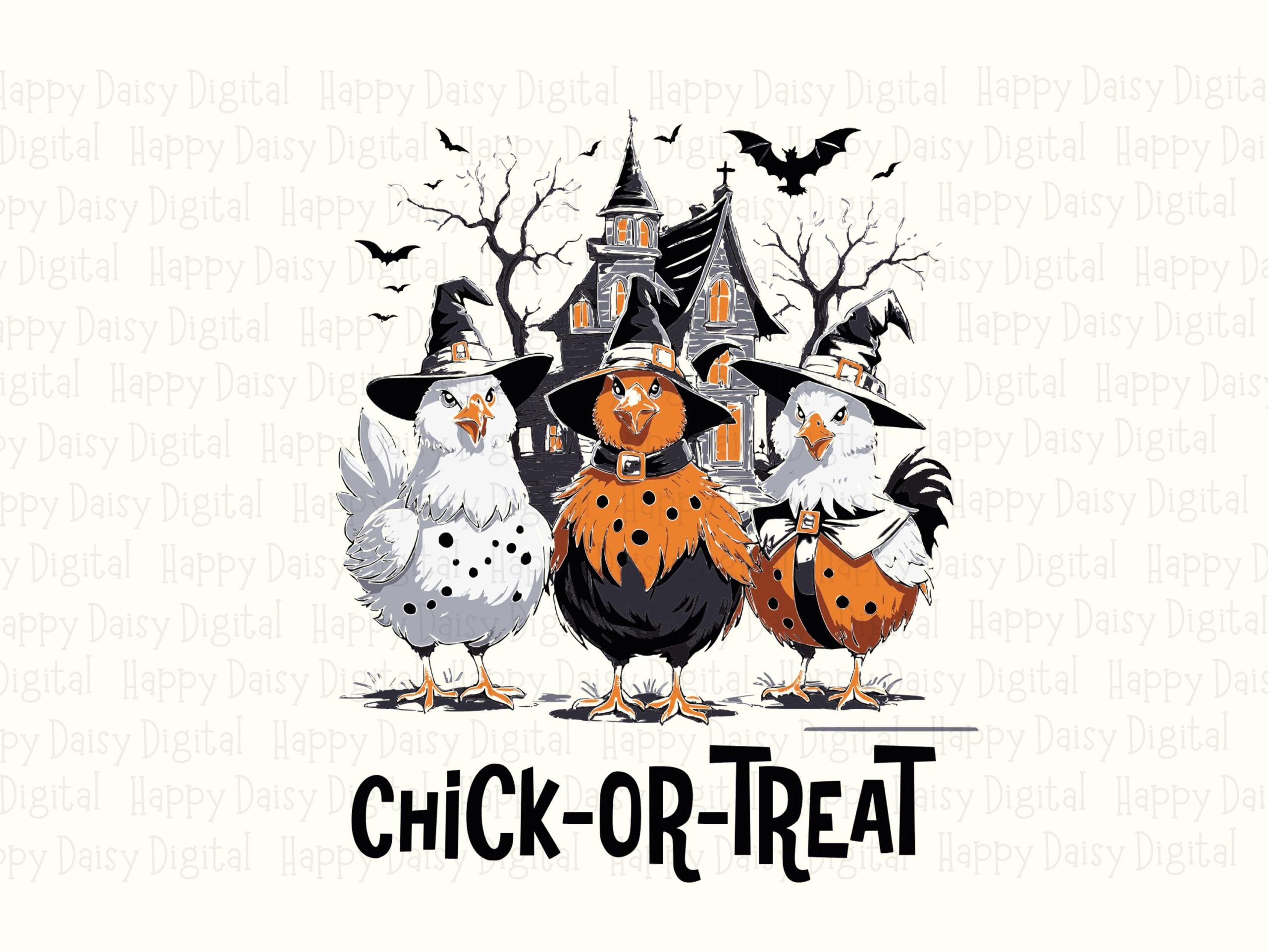 Chick-Or-Treat SVG PNG Chick-Or-Treat Pun Chicken Character Illustration Cricut Silhouette Canva Commercial Use POD - Image 2
