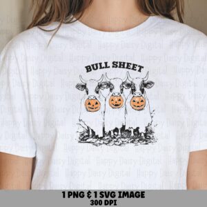 Bull Sheet SVG PNG Bull Sheet Pun Cow Ghost Illustration Cricut Silhouette Canva Commercial Use POD