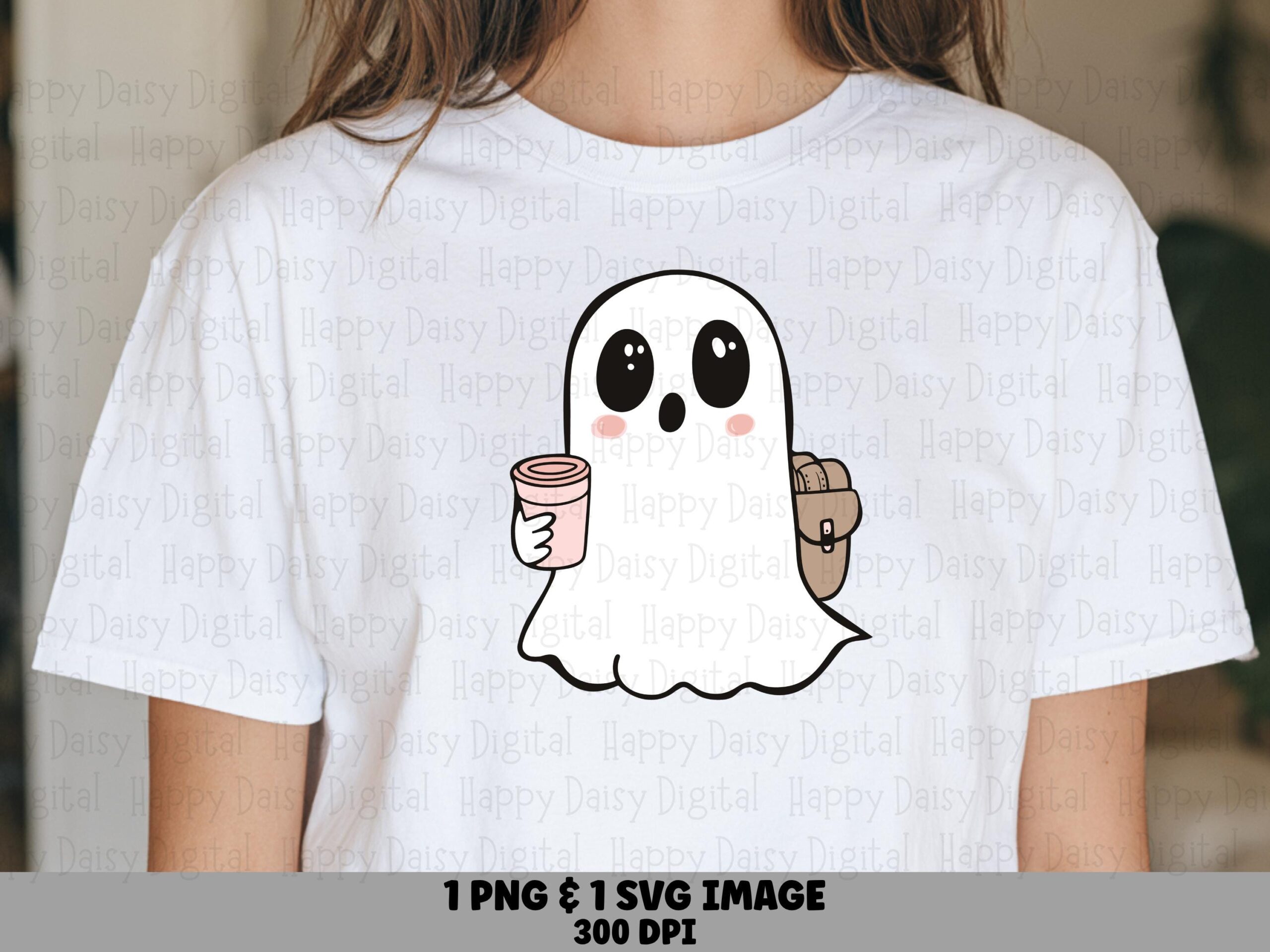 Ghost With Drink SVG PNG Ghost Design Ghost Illustration Cricut Silhouette Canva Commercial Use POD
