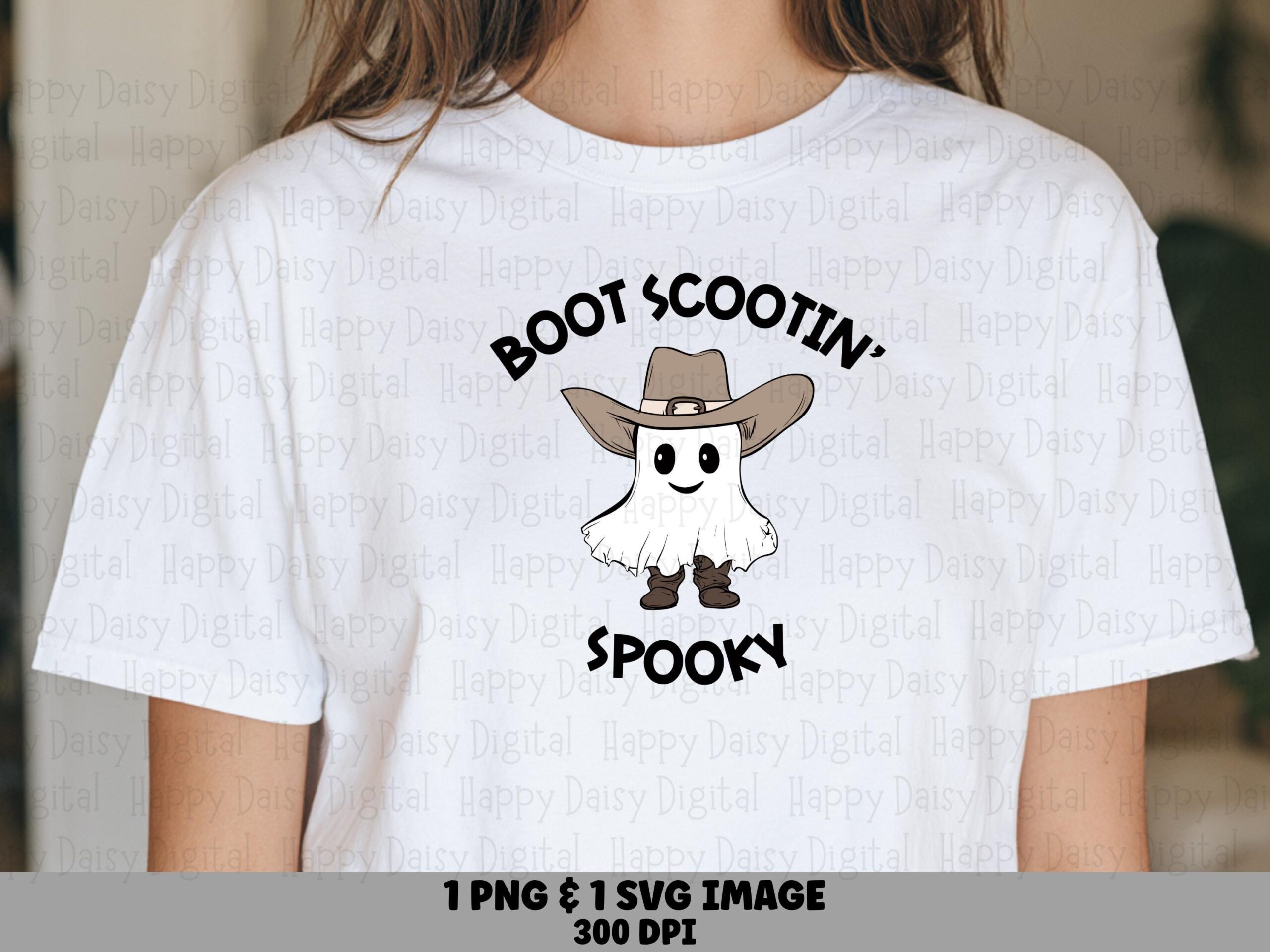 Boot Scootin' Spooky SVG PNG Boot Scootin Spooky Cowboy Ghost Design Cricut Silhouette Canva Commercial Use POD