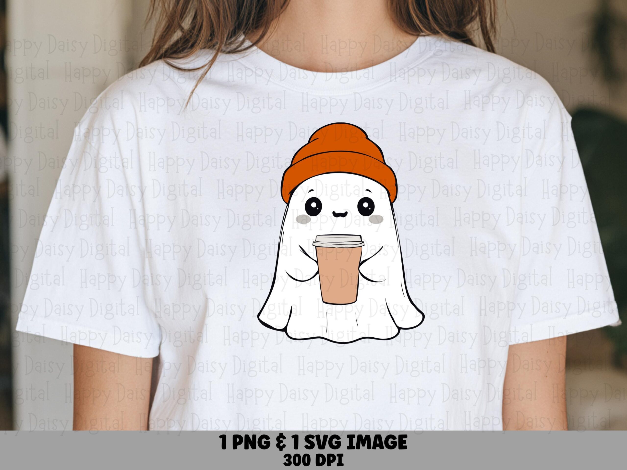 Ghost With Winter Hat And Drink SVG PNG Ghost Winter Drink Design Cozy Character Illustration Cricut Silhouette Canva Commercial Use POD