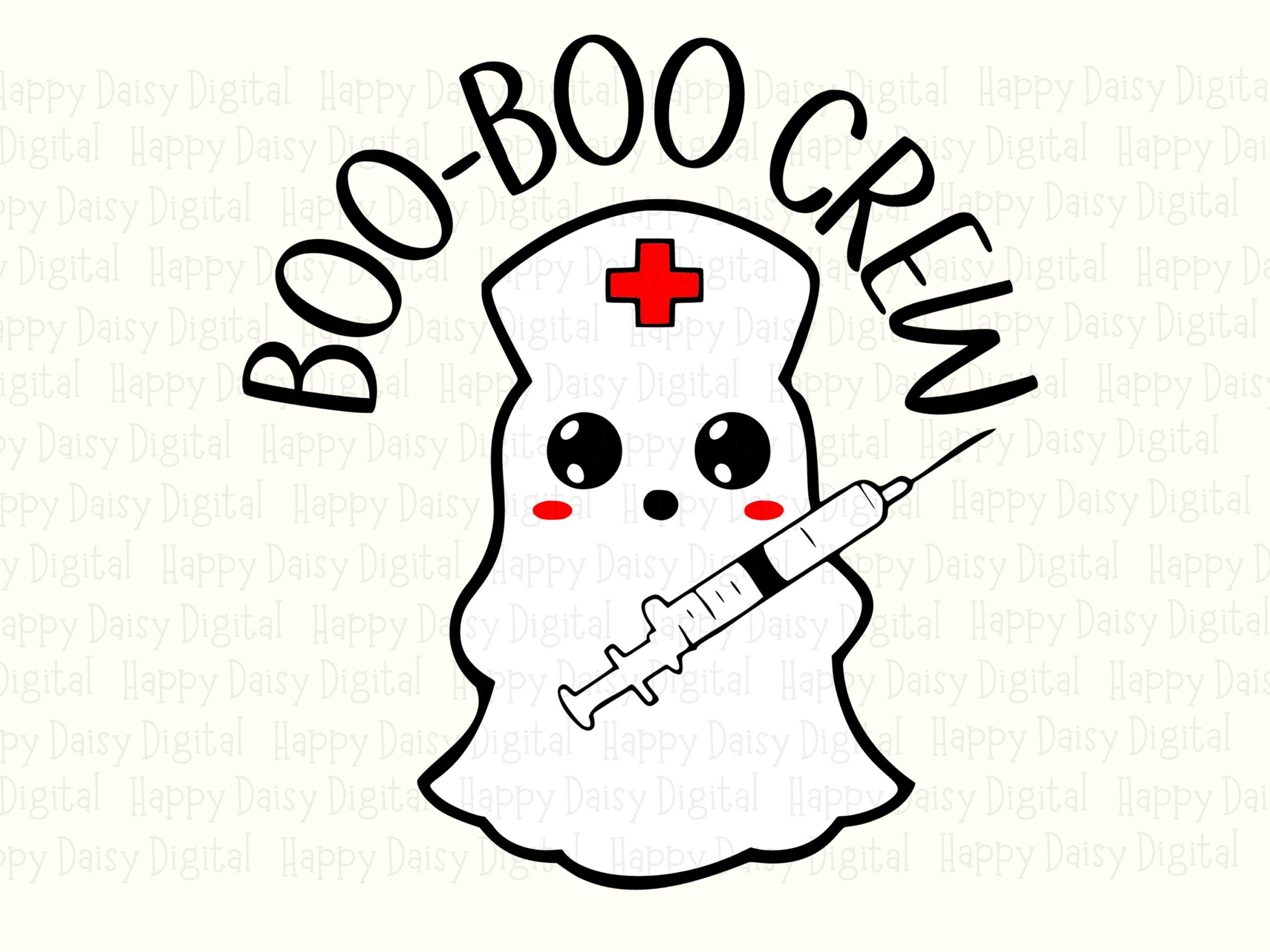 Boo-Boo Crew SVG PNG Boo-Boo Crew Design Nurse Ghost Illustration Cricut Silhouette Canva Commercial Use POD - Image 2