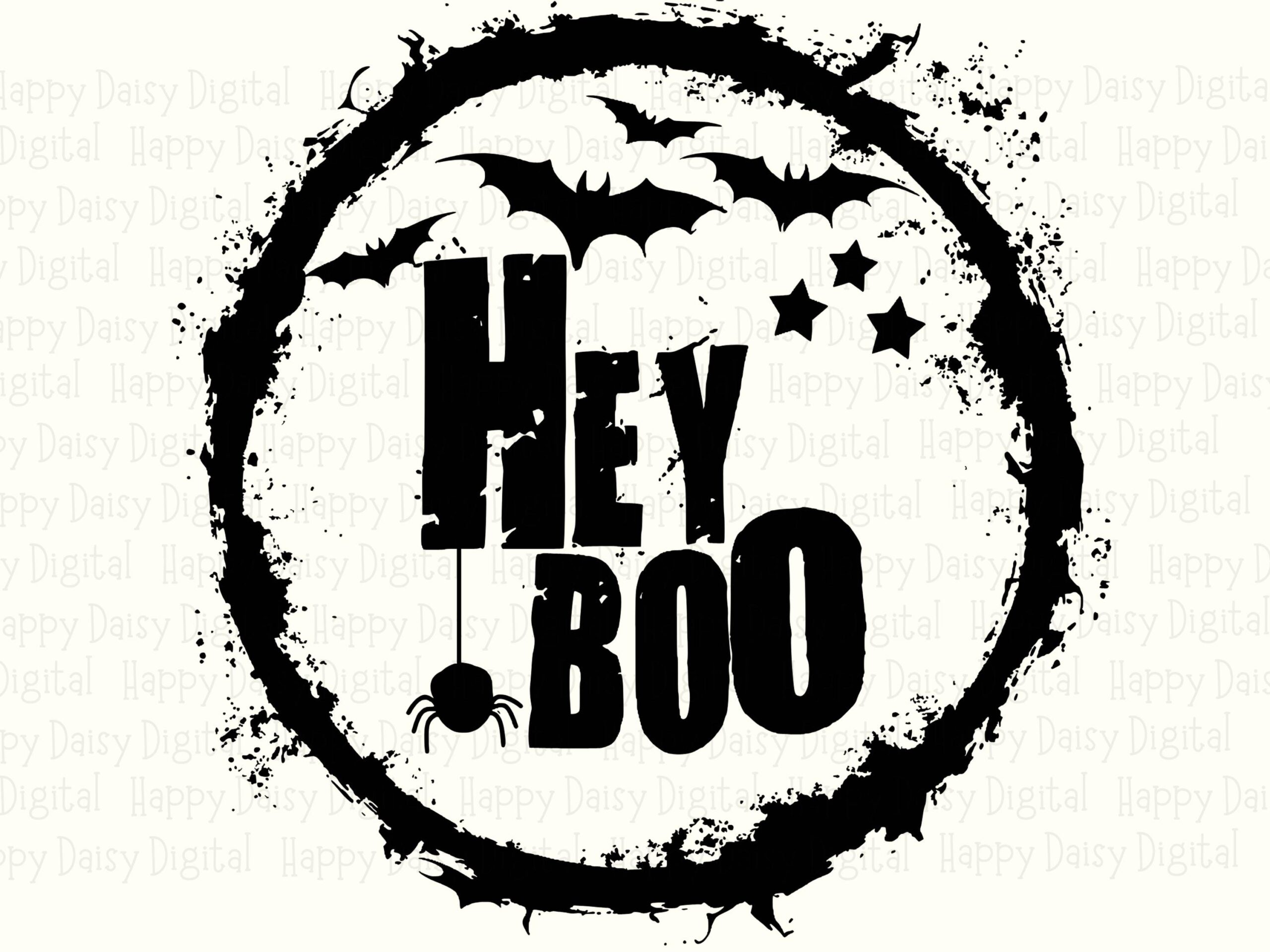 Hey Boo SVG PNG Hey Boo Badge Design Bat Accent Design Cricut Silhouette Canva Commercial Use POD - Image 2