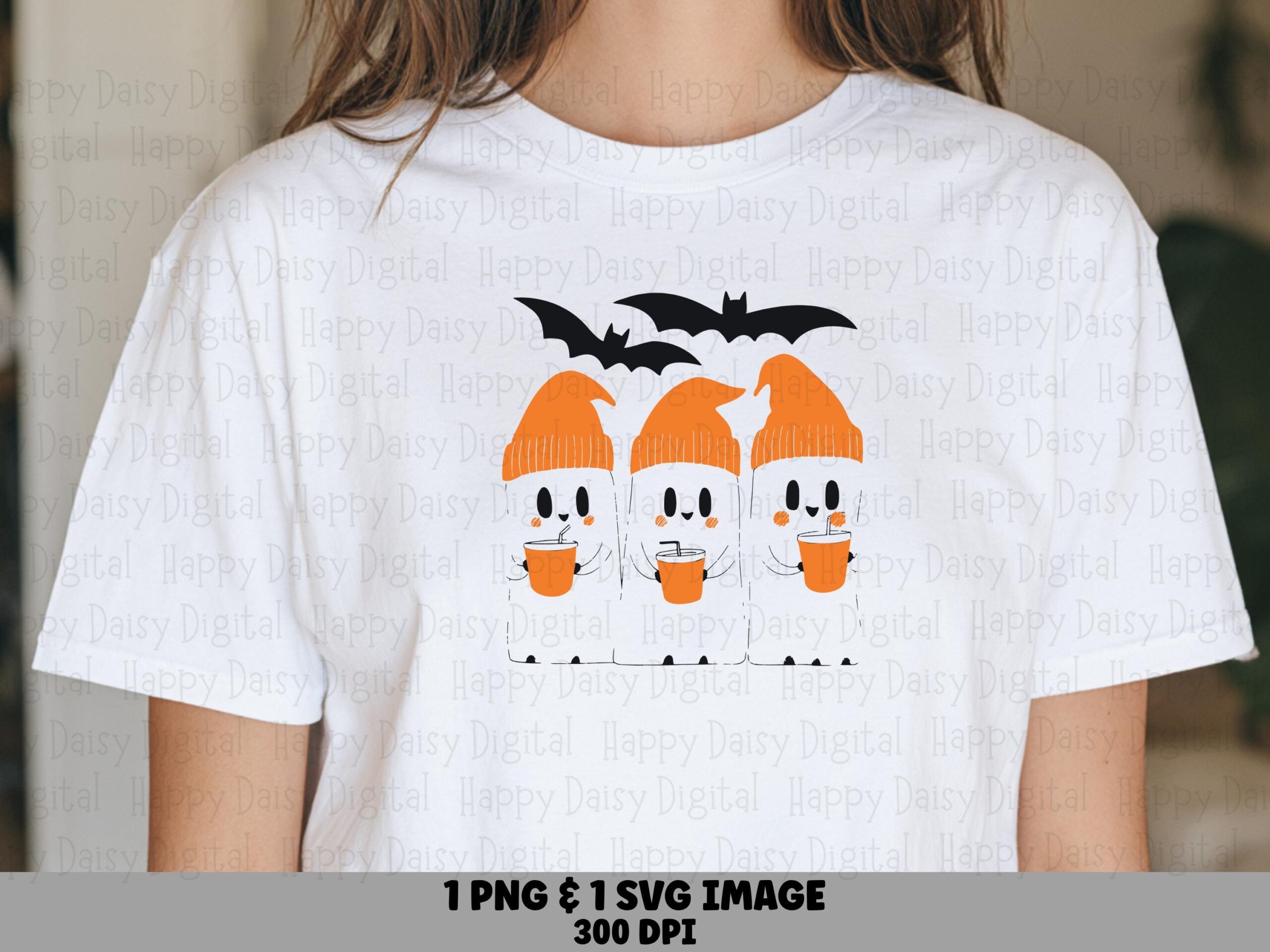 Ghosts & Bat SVG PNG Ghost Trio Ghost Illustration Cricut Silhouette Canva Commercial Use POD