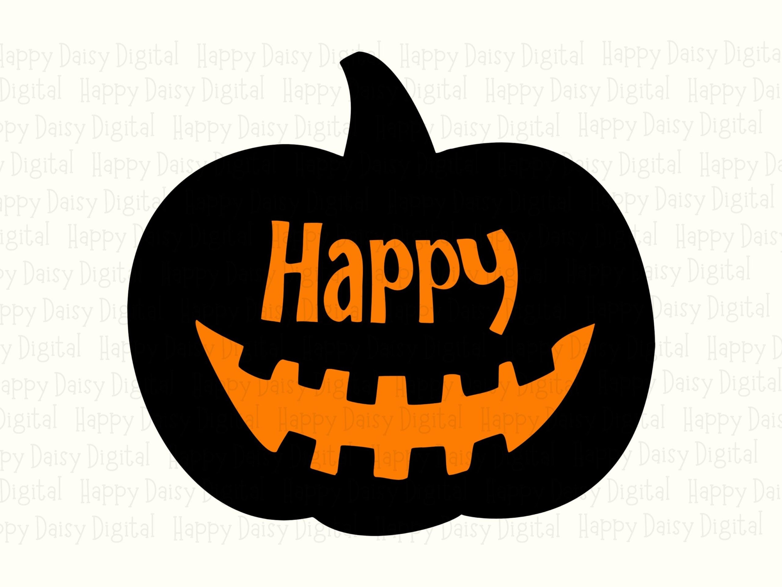 Happy SVG PNG Happy Pumpkin Design Jack-O-Lantern Illustration Cricut Silhouette Canva Commercial Use POD - Image 2