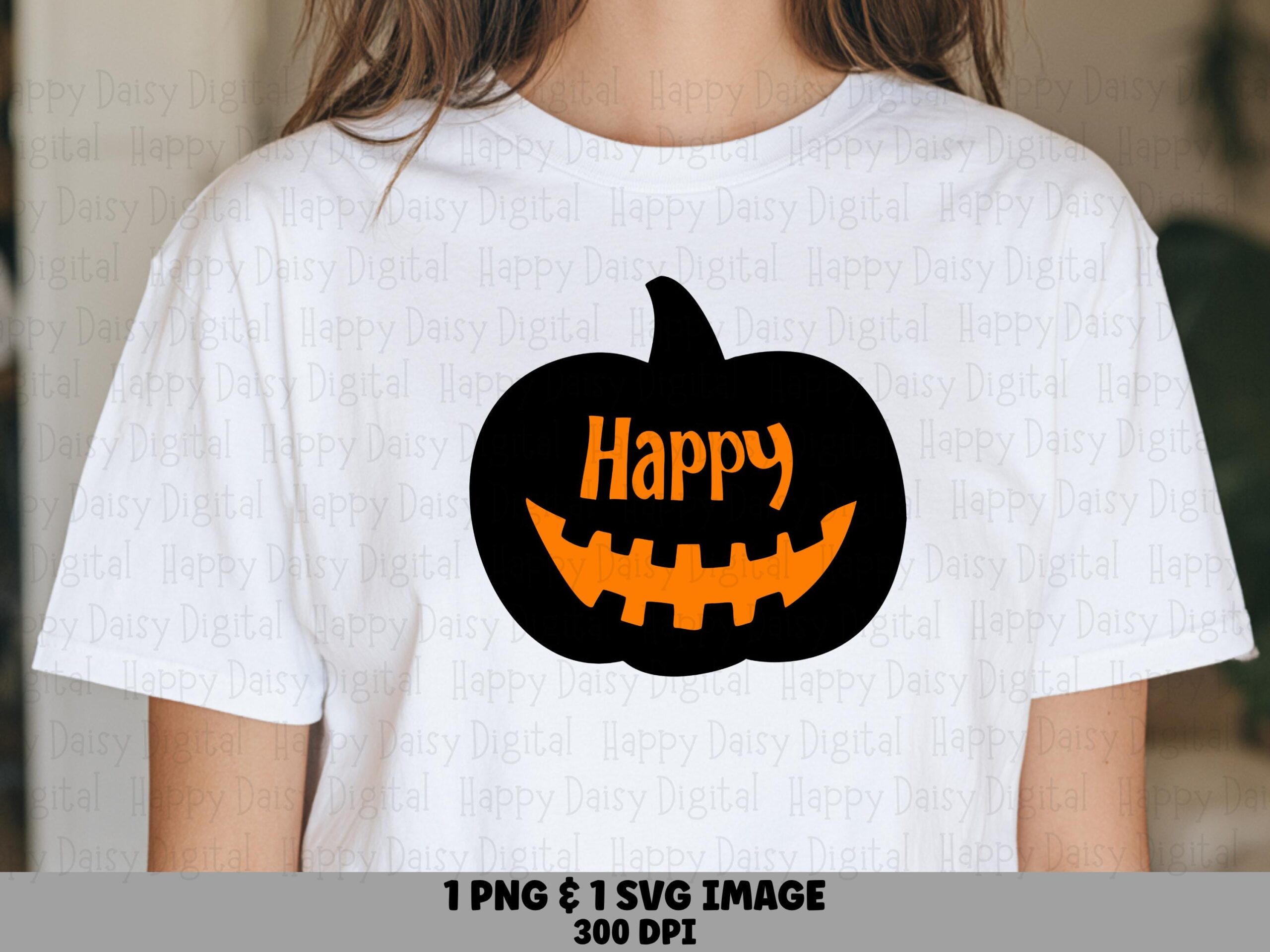 Happy SVG PNG Happy Pumpkin Design Jack-O-Lantern Illustration Cricut Silhouette Canva Commercial Use POD