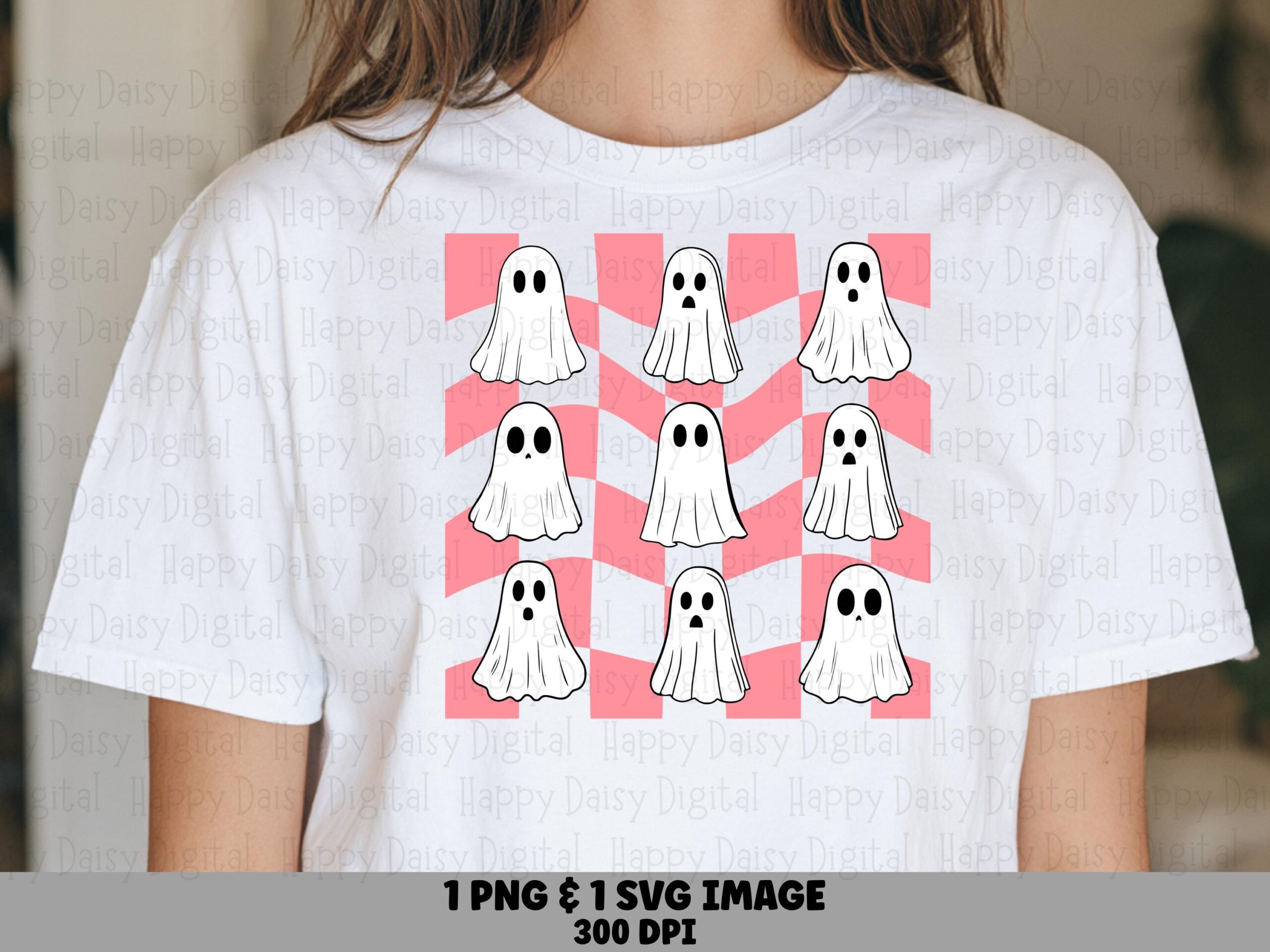 Ghost Pattern SVG PNG Ghost Pattern Design Pink Background Pattern Cricut Silhouette Canva Commercial Use POD