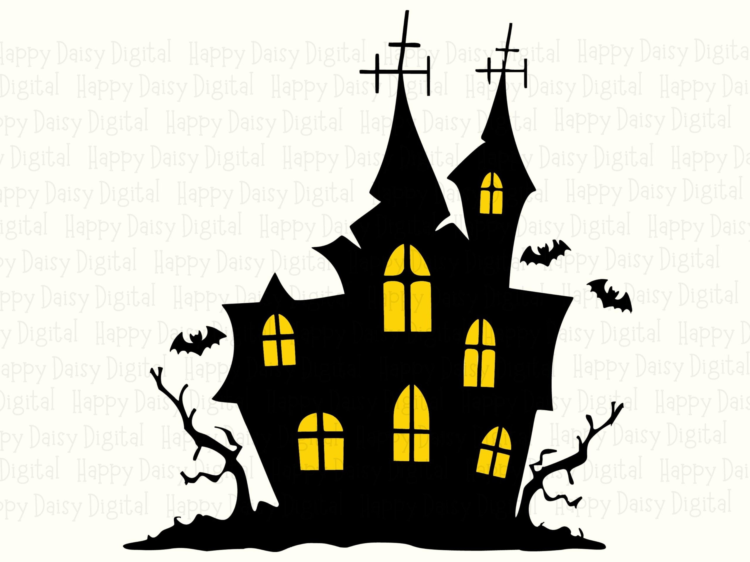 Haunted House SVG PNG Haunted House Design Silhouette Illustration Cricut Silhouette Canva Commercial Use POD - Image 2