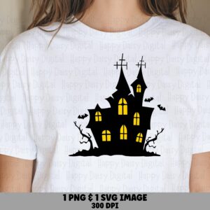 Haunted House SVG PNG Haunted House Design Silhouette Illustration Cricut Silhouette Canva Commercial Use POD