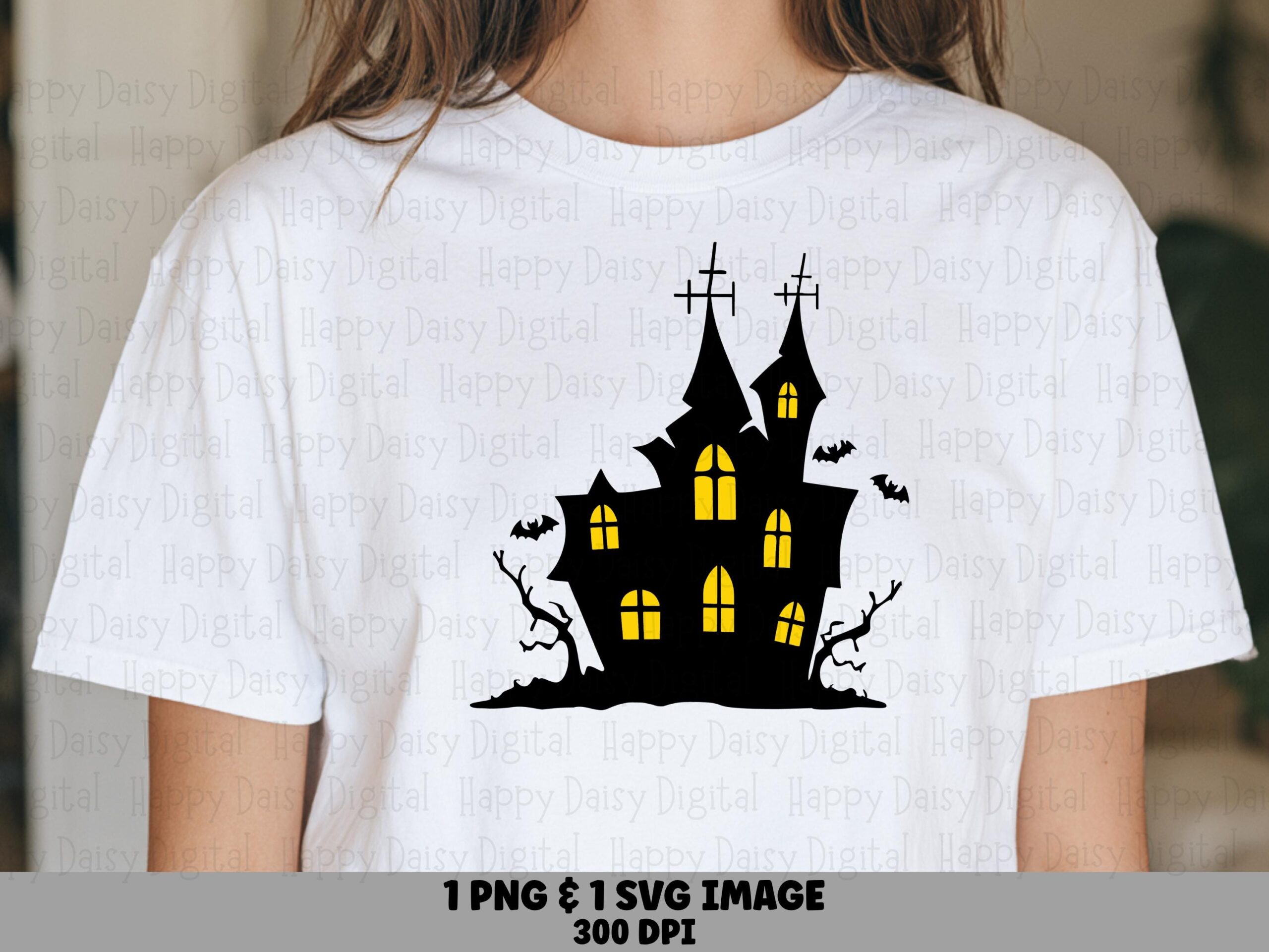 Haunted House SVG PNG Haunted House Design Silhouette Illustration Cricut Silhouette Canva Commercial Use POD