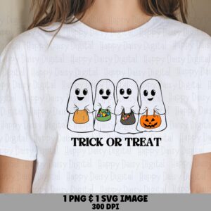 Trick Or Treat SVG PNG Trick Or Treat Ghosts Candy Corn Accent Cricut Silhouette Canva Commercial Use POD