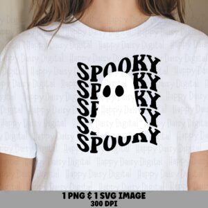 Spooky SVG PNG Spooky Stacked Design Repeated Text Pattern Cricut Silhouette Canva Commercial Use POD