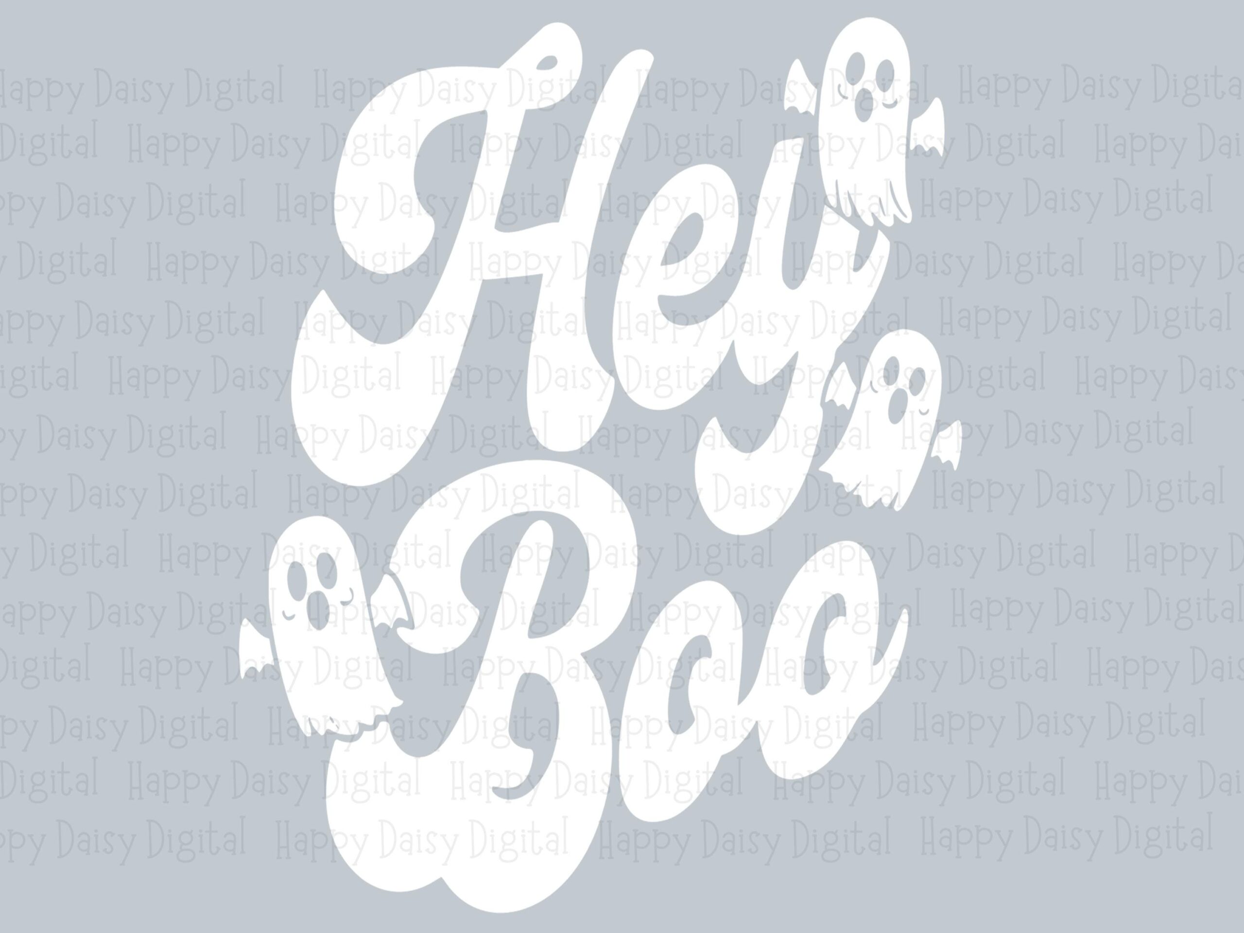 Hey Boo SVG PNG Hey Boo Retro Script Script Text Design Cricut Silhouette Canva Commercial Use POD - Image 2