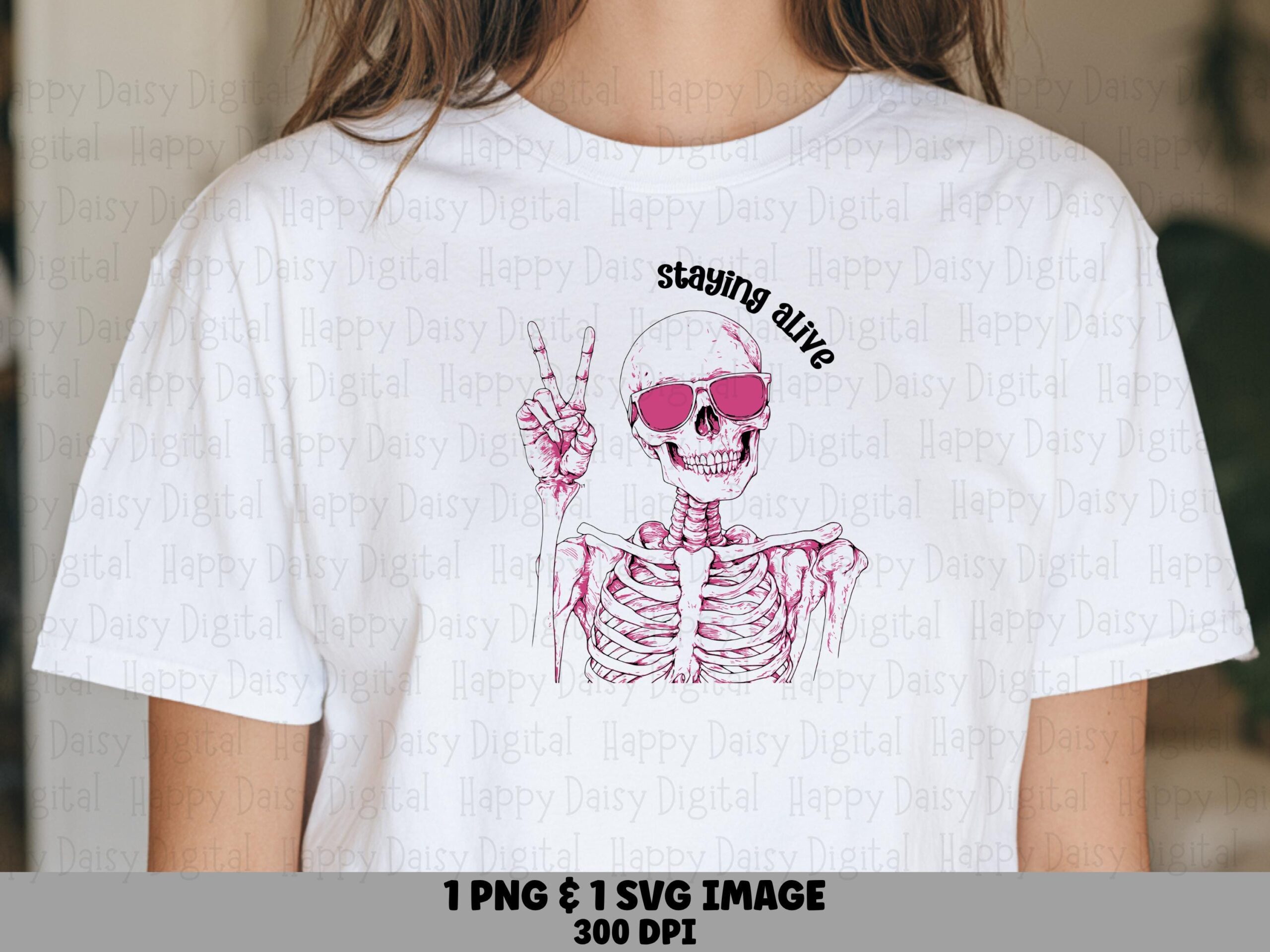 Staying Alive SVG PNG Staying Alive Design Skeleton Sunglasses Illustration Cricut Silhouette Canva Commercial Use POD