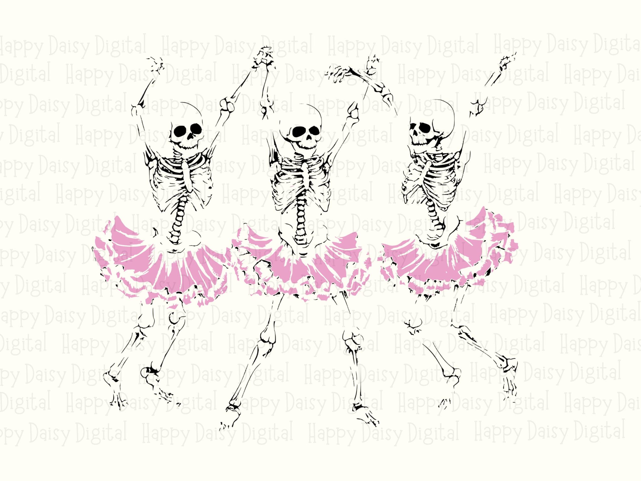 Ballet Skeletons SVG PNG Ballet Skeleton Design Dancing Skeleton Illustration Cricut Silhouette Canva Commercial Use POD - Image 2