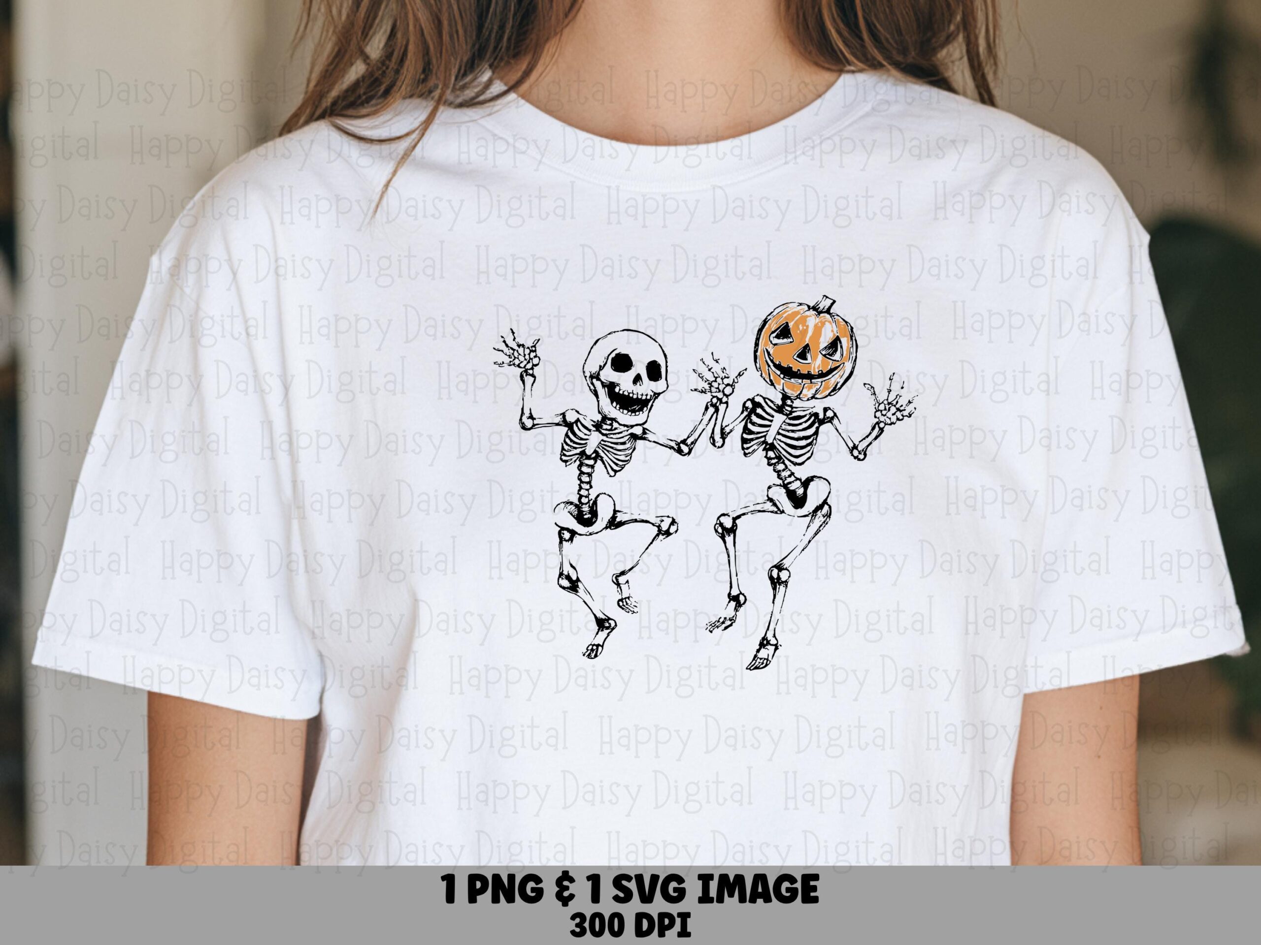 Dancing Skeletons SVG PNG Dancing Skeleton Pumpkin Skeleton Illustration Cricut Silhouette Canva Commercial Use POD