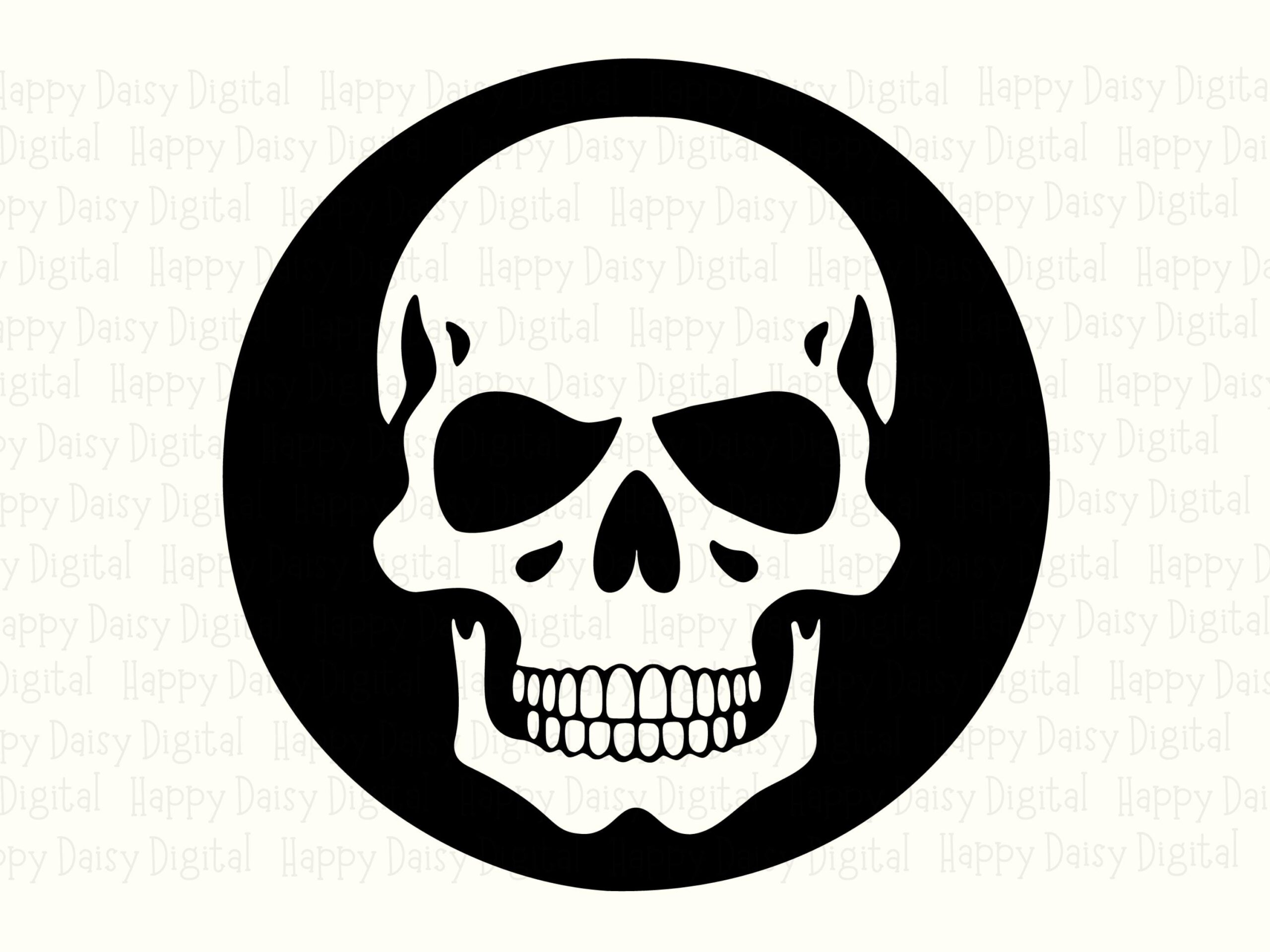Skull Badge SVG PNG Skull Badge Design Circle Badge Illustration Cricut Silhouette Canva Commercial Use POD - Image 2