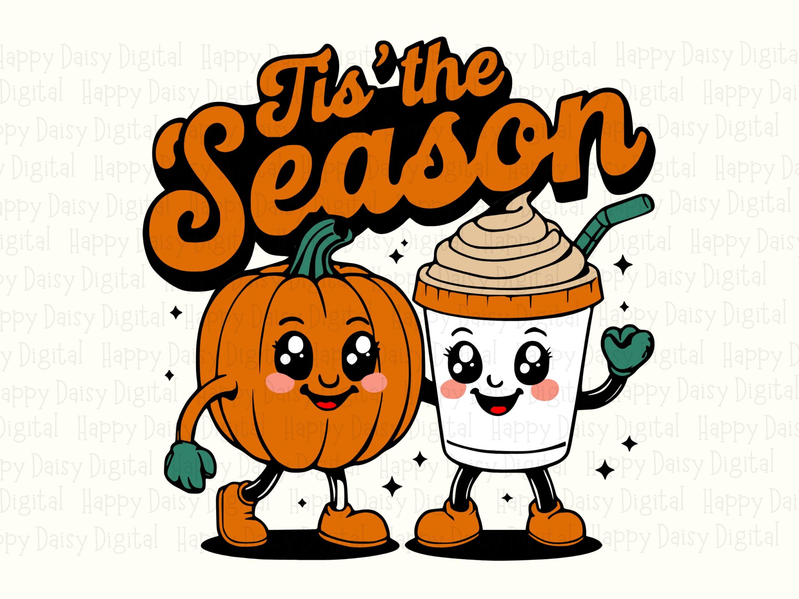 Tis The Season SVG PNG Tis The Season Design Pumpkin Character Illustration Cricut Silhouette Canva Commercial Use POD - Image 2
