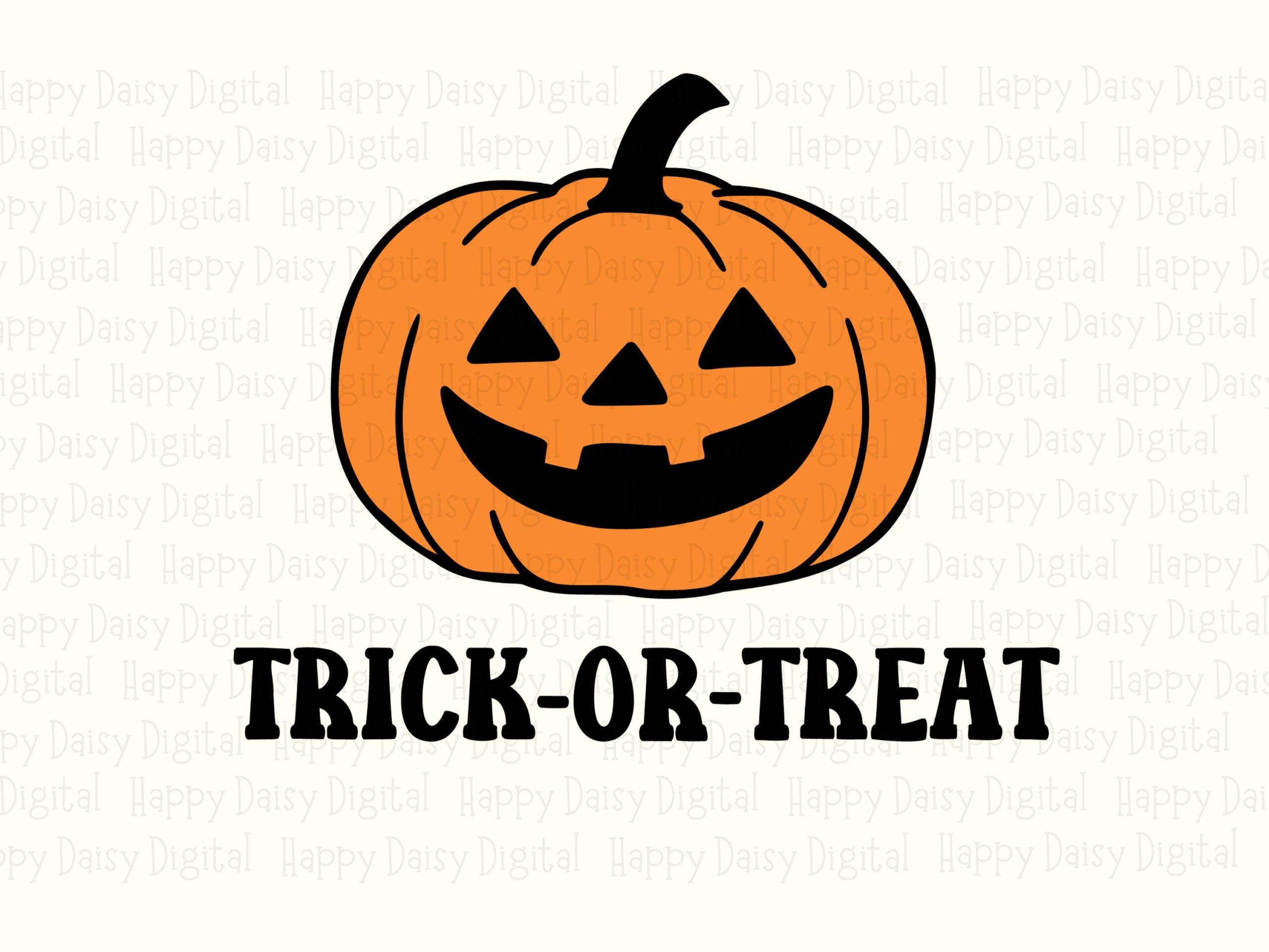 Trick-Or-Treat SVG PNG Trick-Or-Treat Pumpkin Simple Illustration Cricut Silhouette Canva Commercial Use POD - Image 2