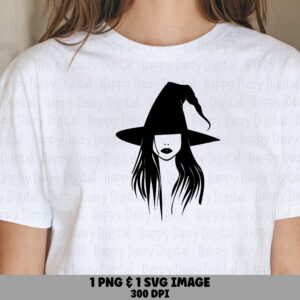 Witch Silhouette Portrait SVG PNG Witch Portrait Design Character Illustration Cricut Silhouette Canva Commercial Use POD