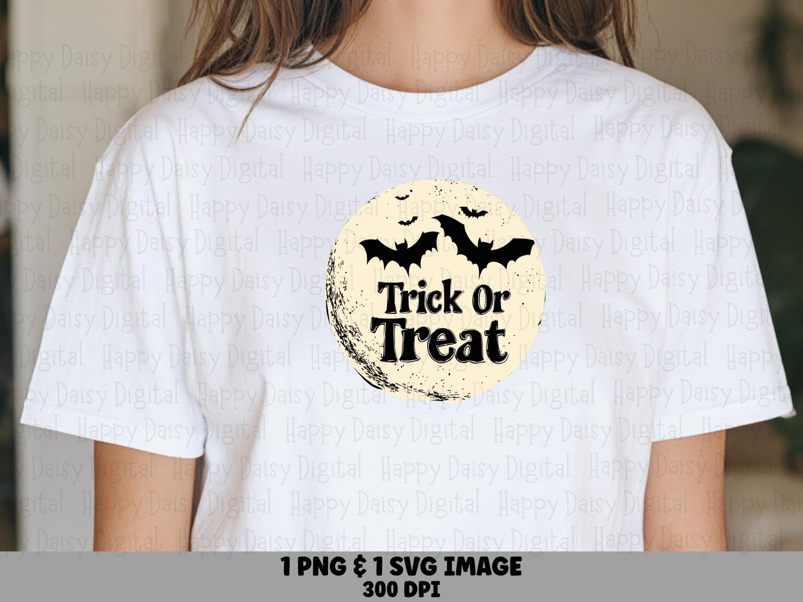 Trick Or Treat SVG PNG Trick Or Treat Moon Design Bat Silhouette Design Cricut Silhouette Canva Commercial Use POD