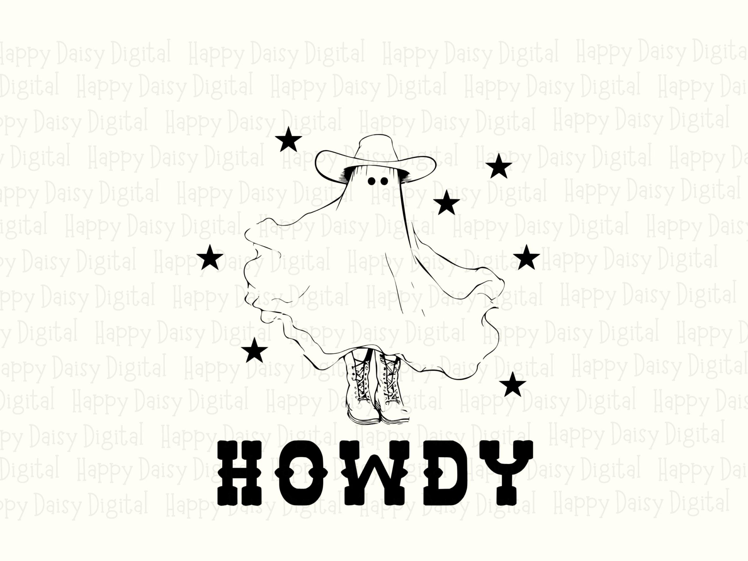 Howdy SVG PNG Howdy Ghost Design Cowboy Ghost Illustration Cricut Silhouette Canva Commercial Use POD - Image 2