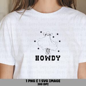 Howdy SVG PNG Howdy Ghost Design Cowboy Ghost Illustration Cricut Silhouette Canva Commercial Use POD