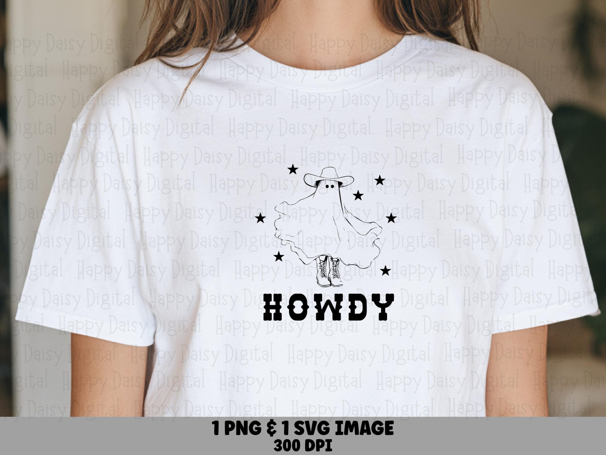 Howdy SVG PNG Howdy Ghost Design Cowboy Ghost Illustration Cricut Silhouette Canva Commercial Use POD