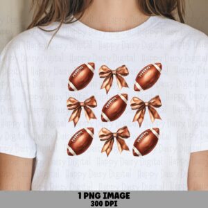 Football And Bows Pattern PNG Football Bow Pattern Icon Grid Design Commercial Use POD
