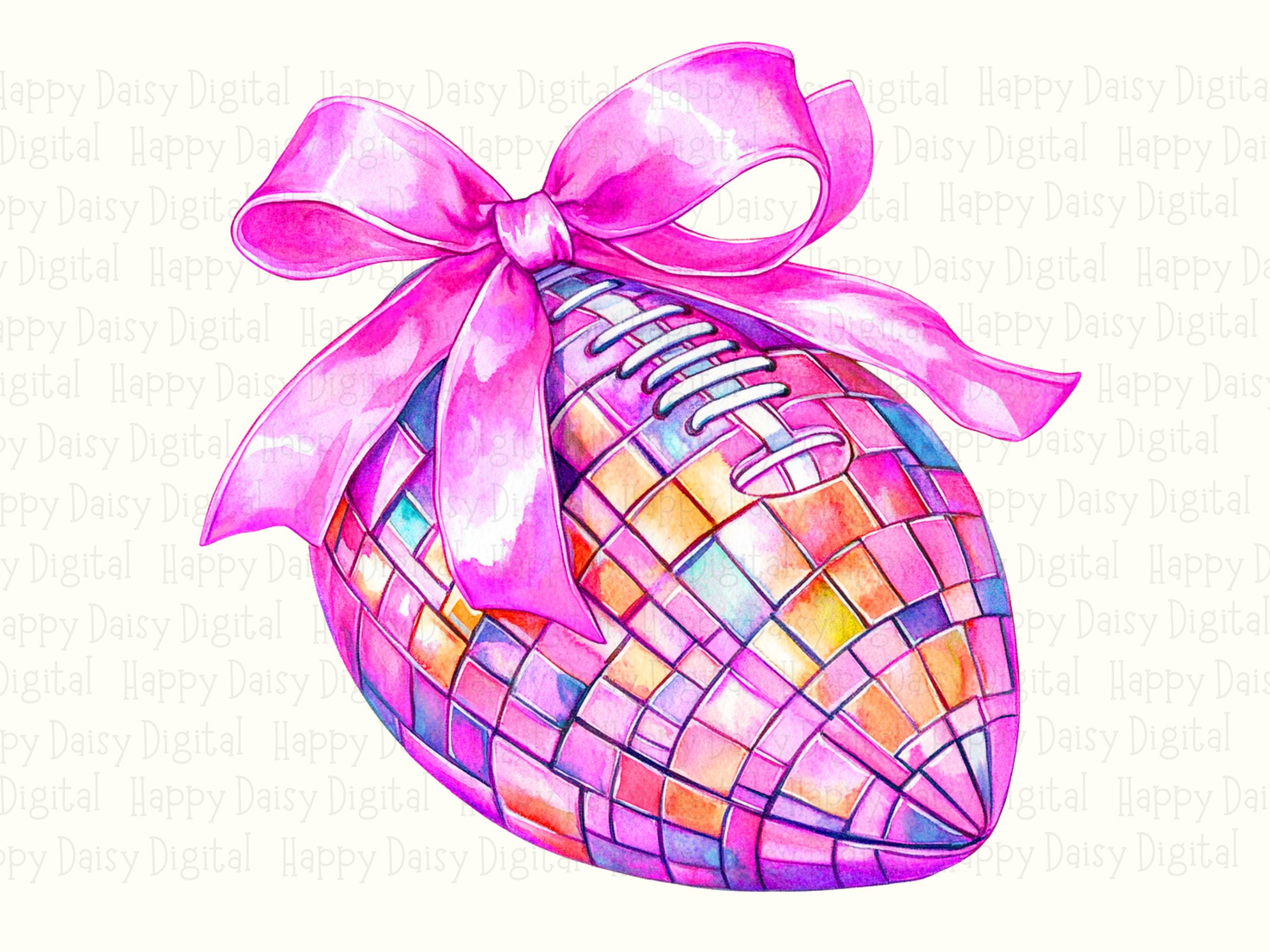 Pink Mosiac Football With Bow PNG Plaid Football Bow Textured Illustration Commercial Use POD - Image 2
