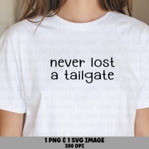 Never Lost A Tailgate SVG PNG Never Lost A Tailgate Script Text Design Cricut Silhouette Canva Commercial Use POD