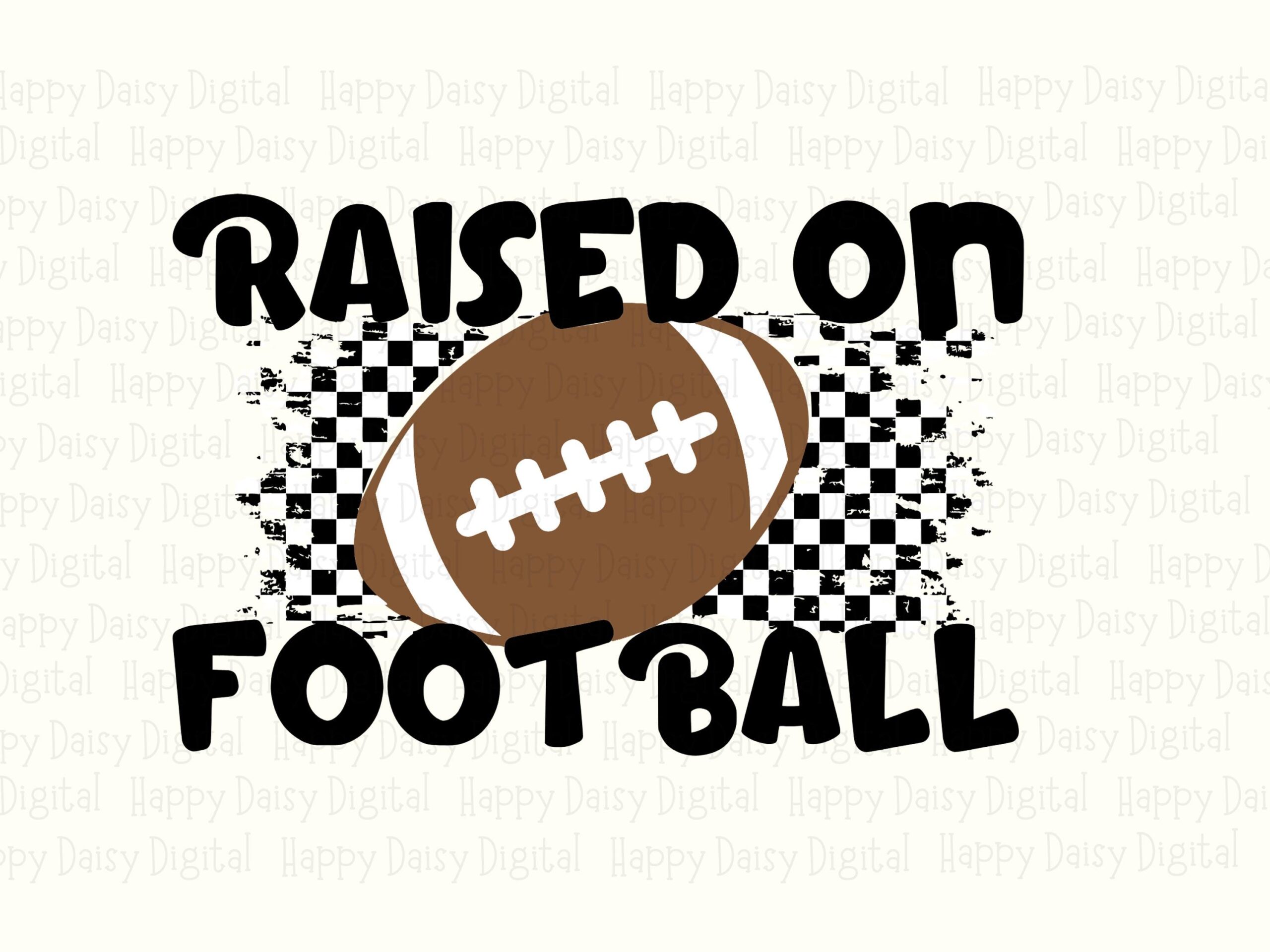 Raised On Football SVG PNG Raised On Football Checkered Football Icon Cricut Silhouette Canva Commercial Use POD - Image 2