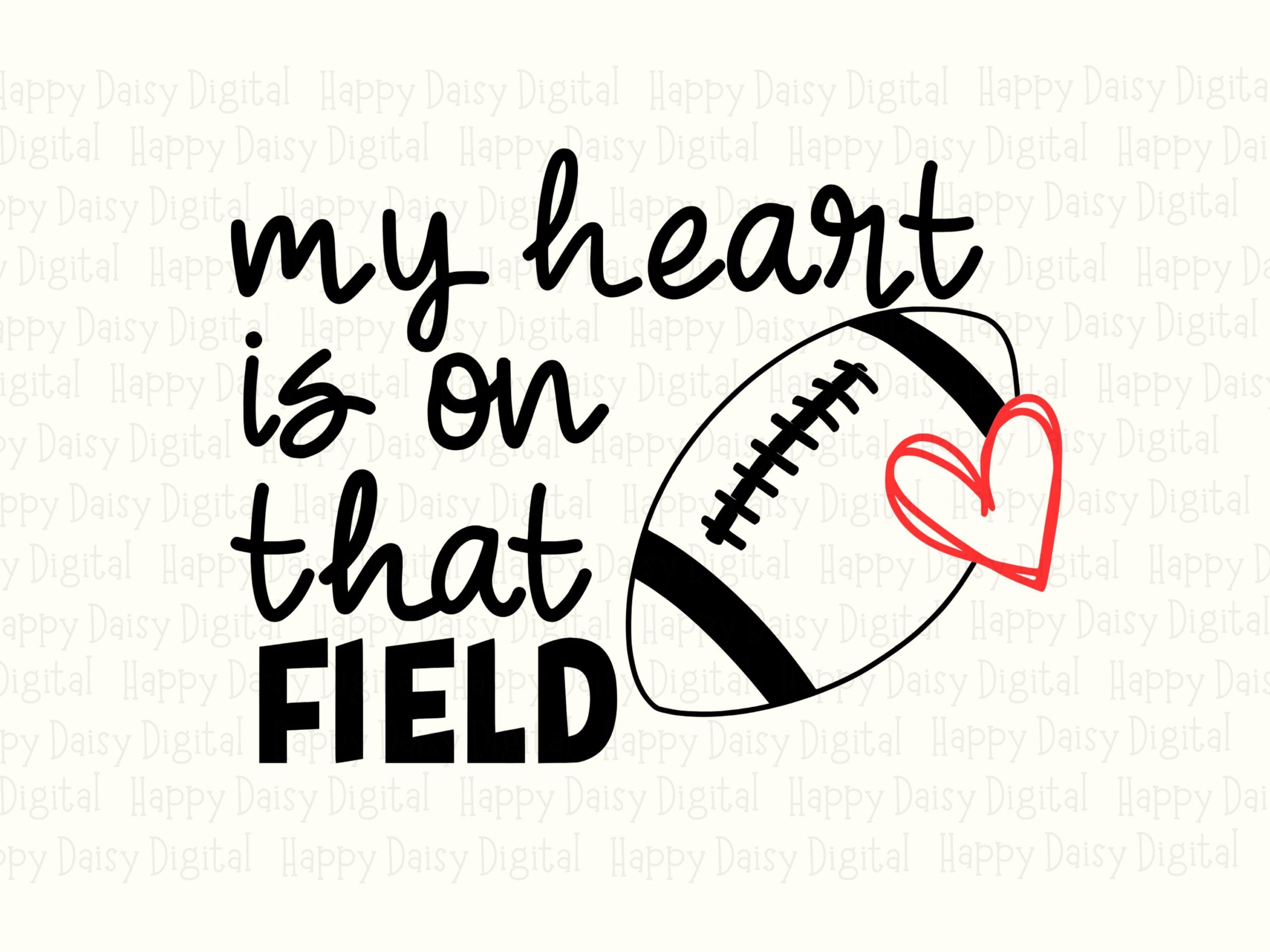 My Heart Is On That Field SVG PNG Heart Is On That Field Heart Football Icon Cricut Silhouette Canva Commercial Use POD - Image 2