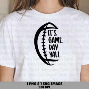 It's Game Day Y'all SVG PNG Game Day Yall Badge Circle Badge Design Cricut Silhouette Canva Commercial Use POD