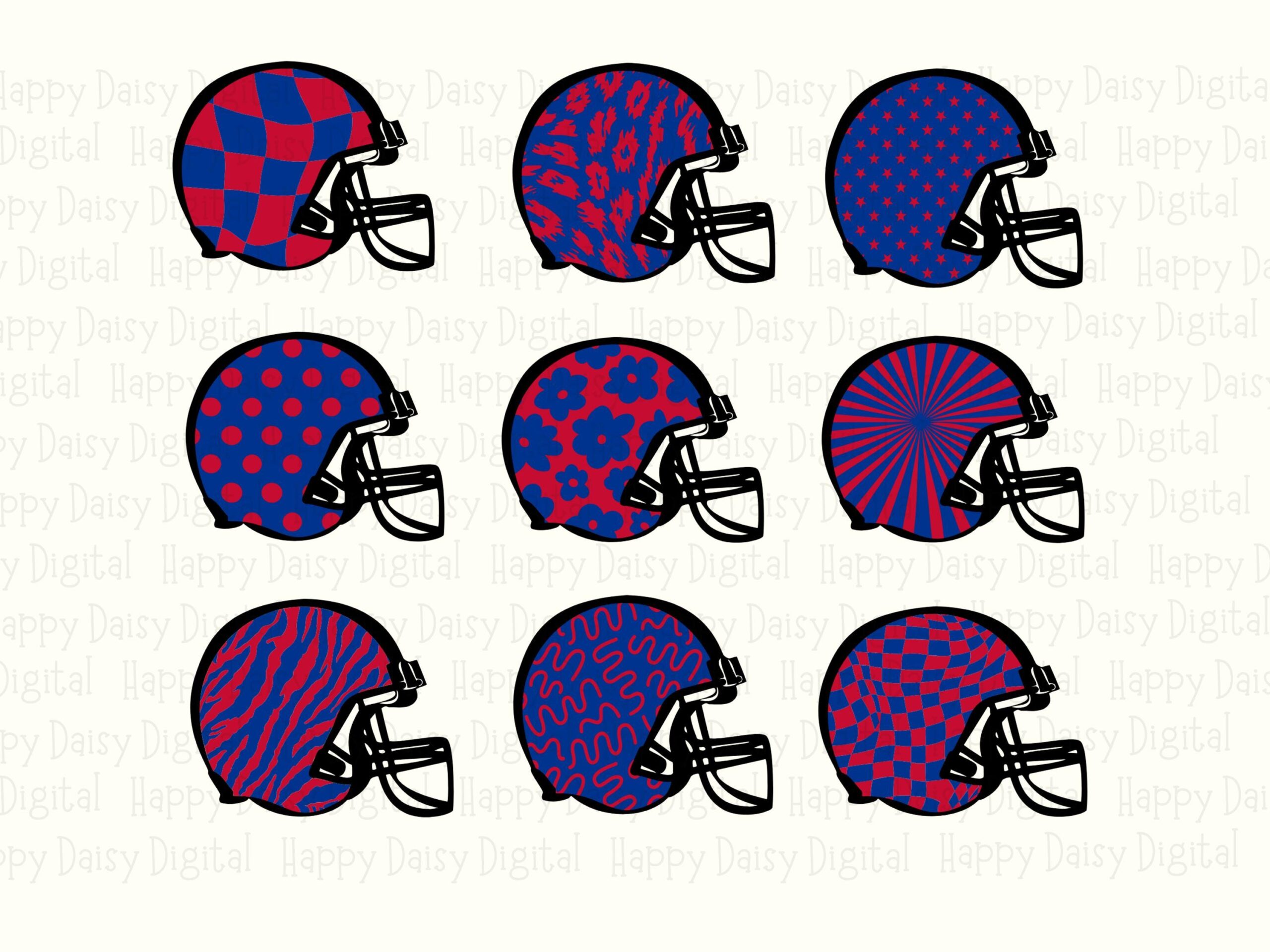 Football Helmet Grid SVG PNG Red & Blue Helmet Grid Helmet Pattern Design Cricut Silhouette Canva Commercial Use POD - Image 2