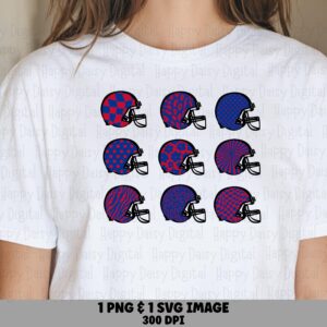 Football Helmet Grid SVG PNG Red & Blue Helmet Grid Helmet Pattern Design Cricut Silhouette Canva Commercial Use POD