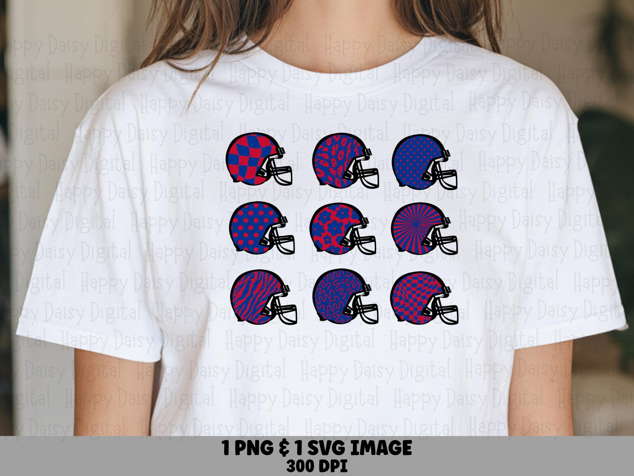 Football Helmet Grid SVG PNG Red & Blue Helmet Grid Helmet Pattern Design Cricut Silhouette Canva Commercial Use POD